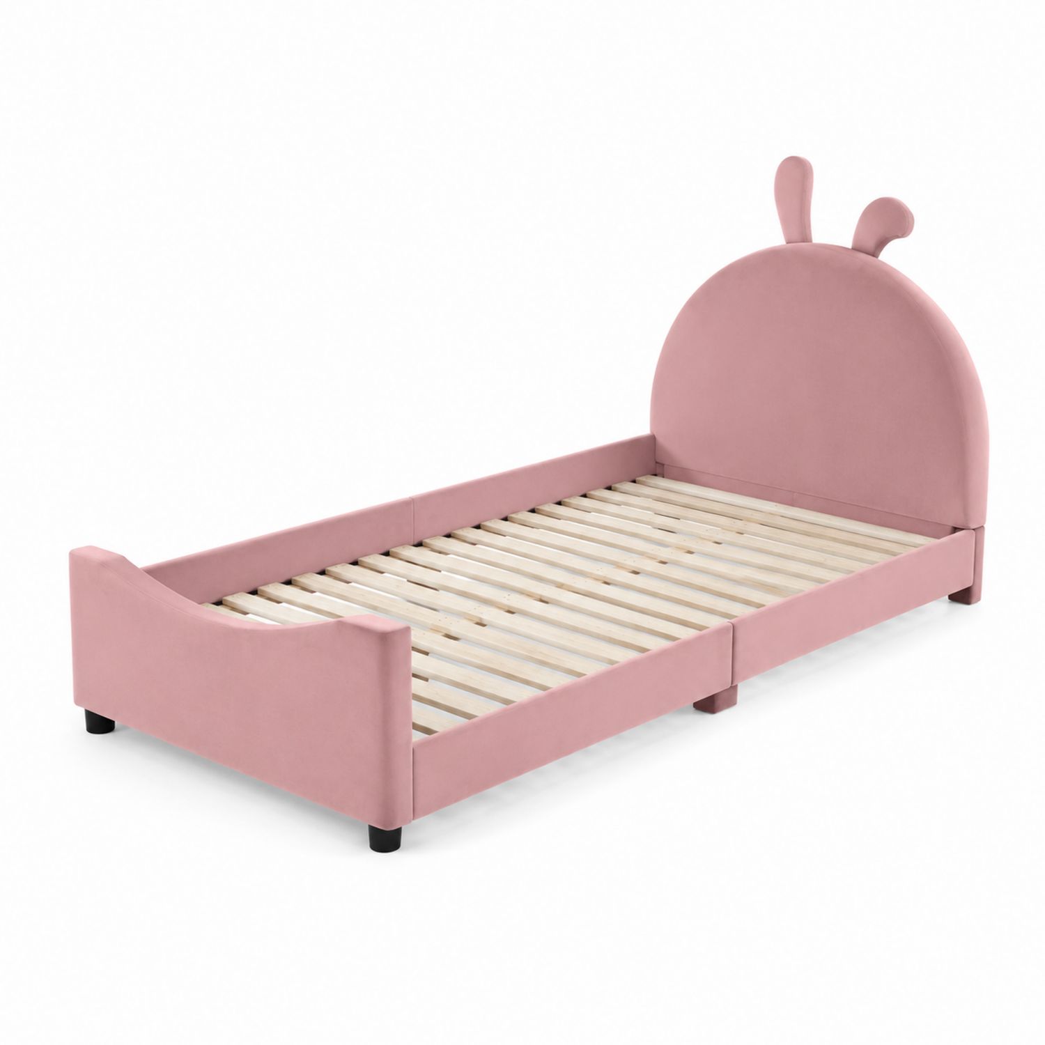 Letto per Bambini con Orecchie 160x80 cm Velluto Rosa