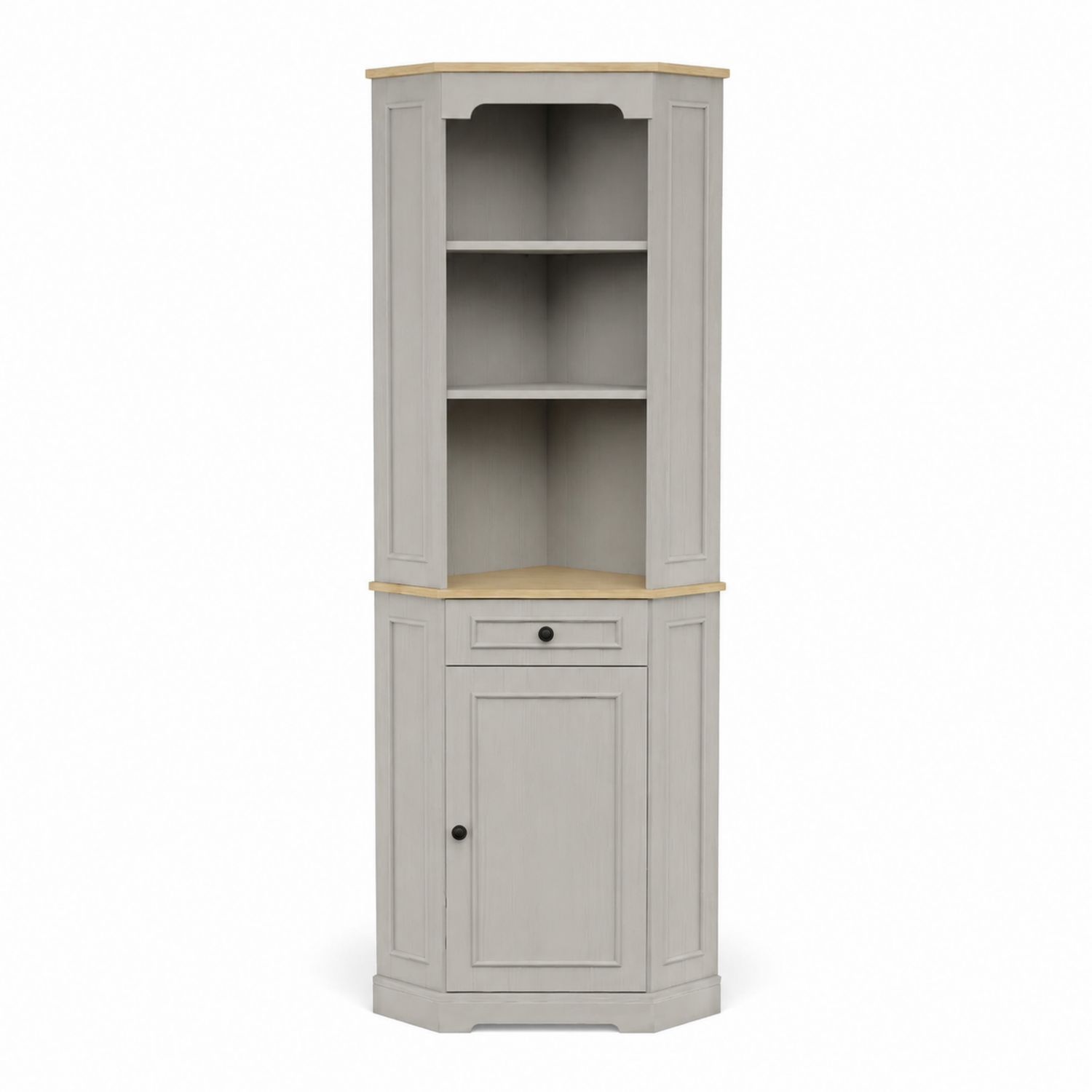 Armadio ad Angolo in Legno MDF Grigio e Beige 180 cm