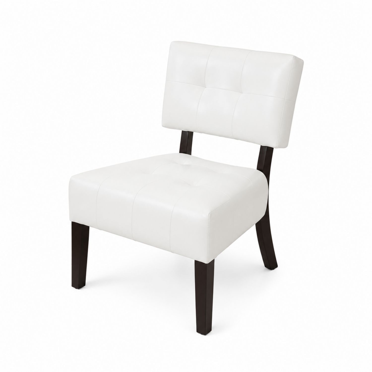 Sedia in Pelle Sintetica Bianca con Gambe in Legno
