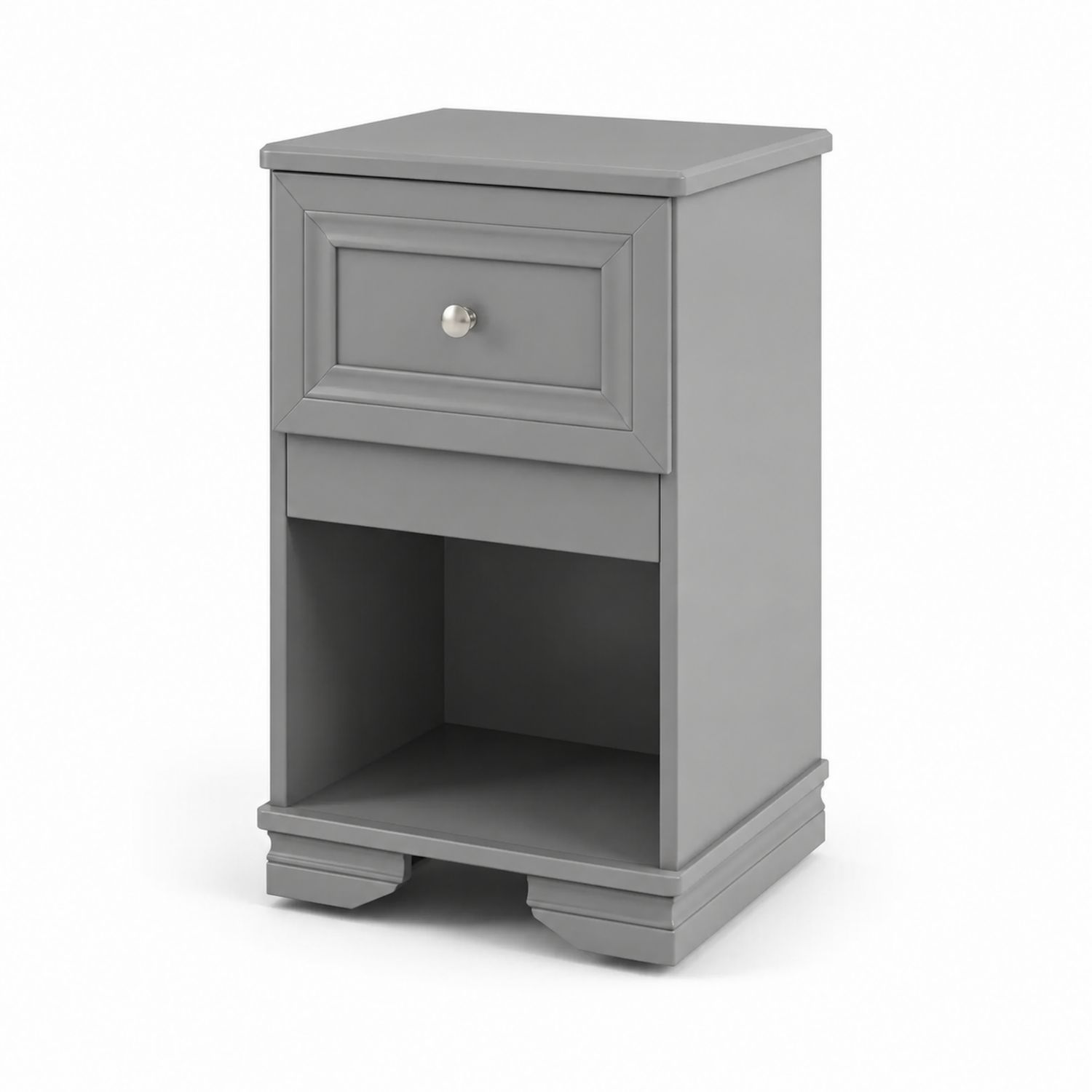 Comodino in Legno con Cassetto e Ripiano Grigio 60x40x30 cm