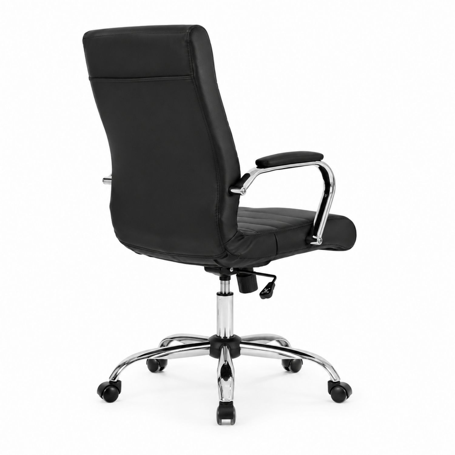 Sedia da ufficio in pelle sintetica con struttura in metallo cromato