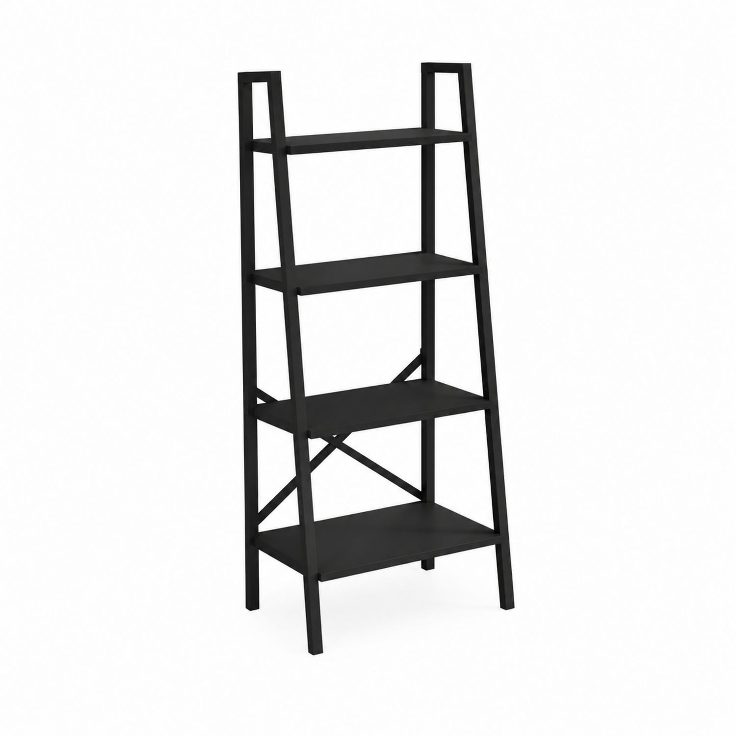Libreria a Scala in Metallo Nero 4 Ripiani 148cm