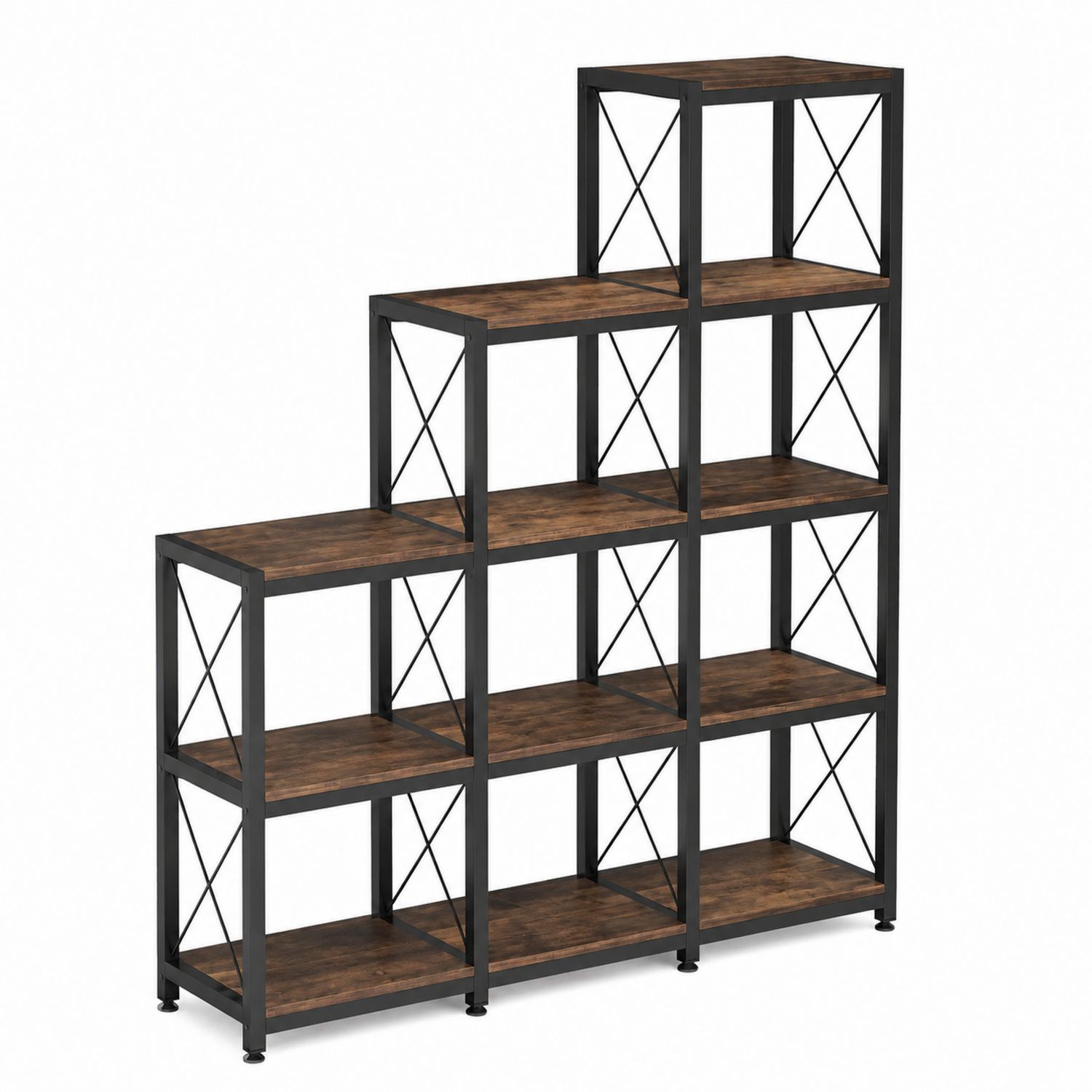 Scaffale a gradoni in legno e metallo 120x120x30 cm