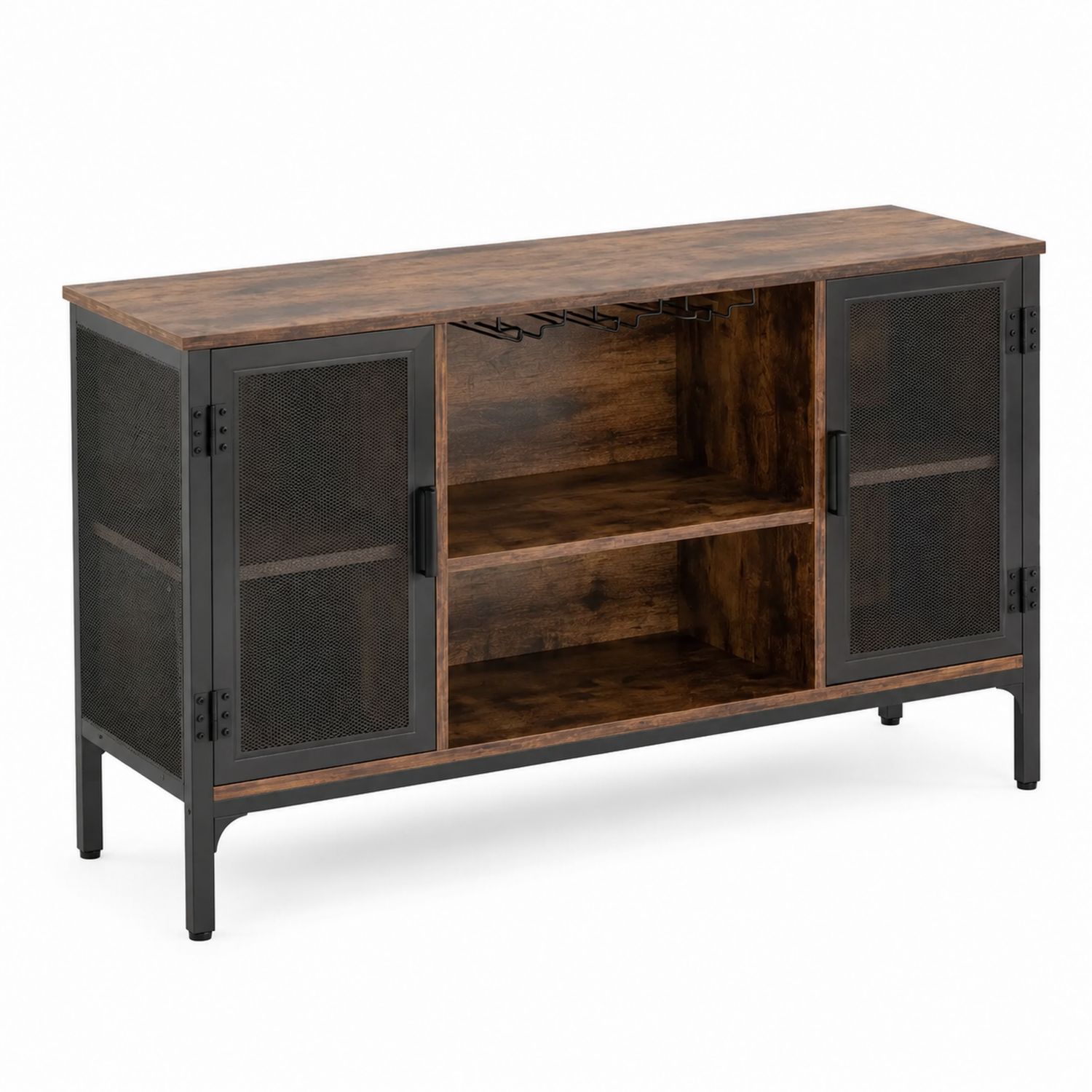 Credenza in Legno MDF e Metallo con Ante a Rete