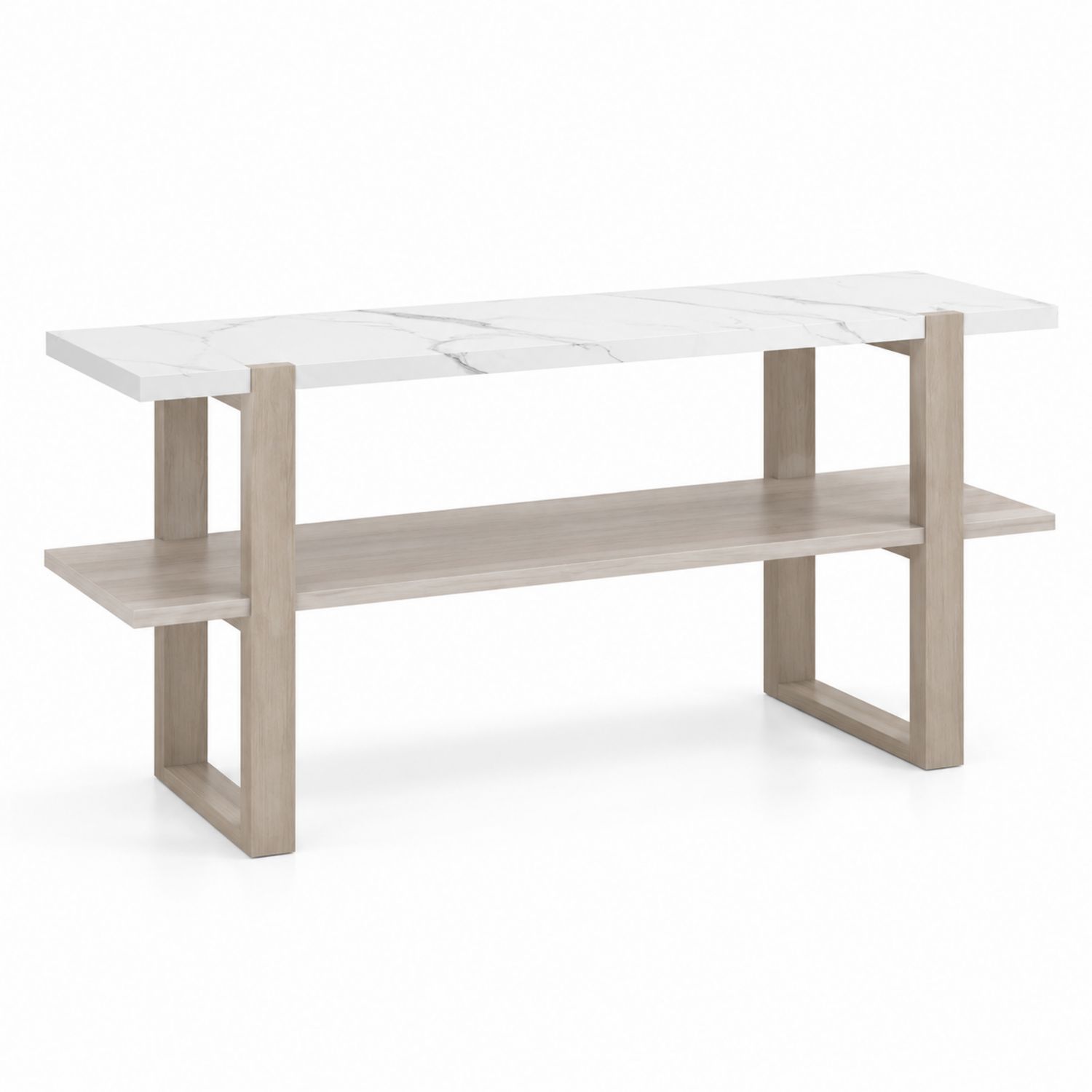 Consolle rettangolare in marmo e legno di quercia 120x40x80 cm