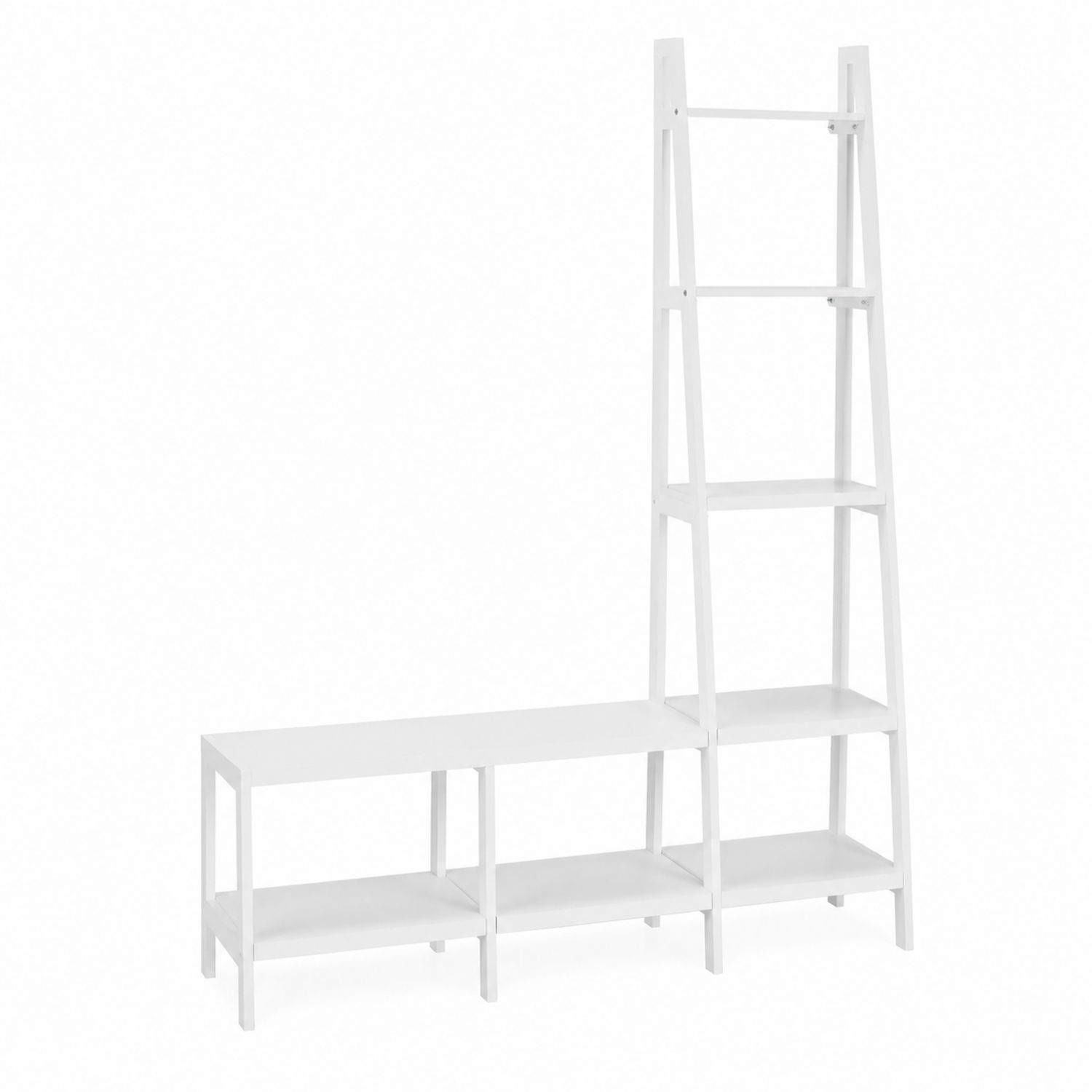 Libreria a scala in legno Bianco con scaffale integrato
