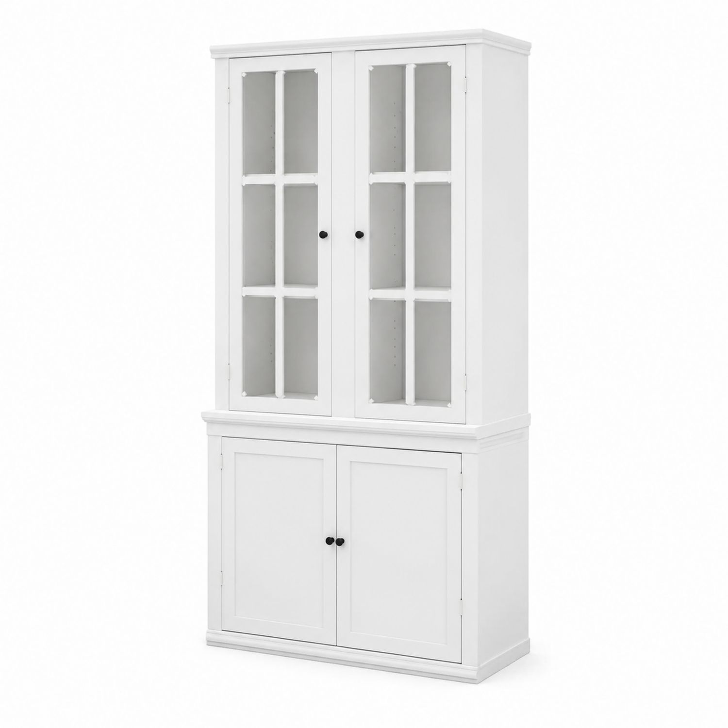 Libreria in legno con ante in vetro temperato bianco
