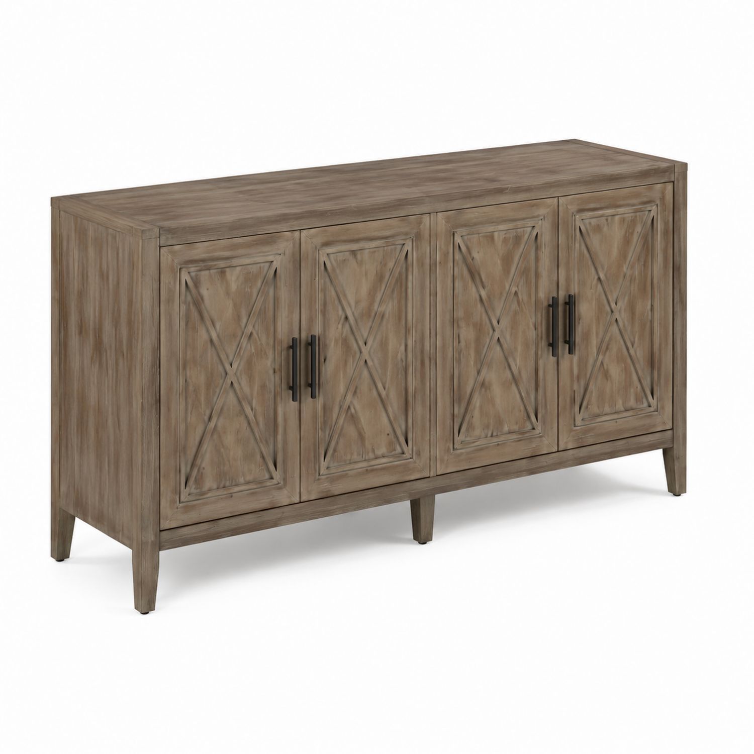 Credenza in Legno con 4 Ante in Rovere Marrone 80x200x45 cm