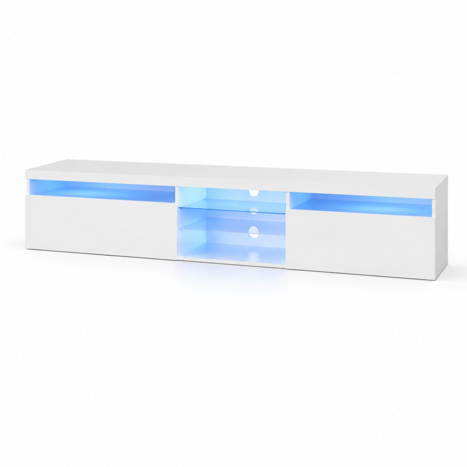 Mobile TV in MDF con Vetro Temperato e LED Bianco 180x40x40 cm