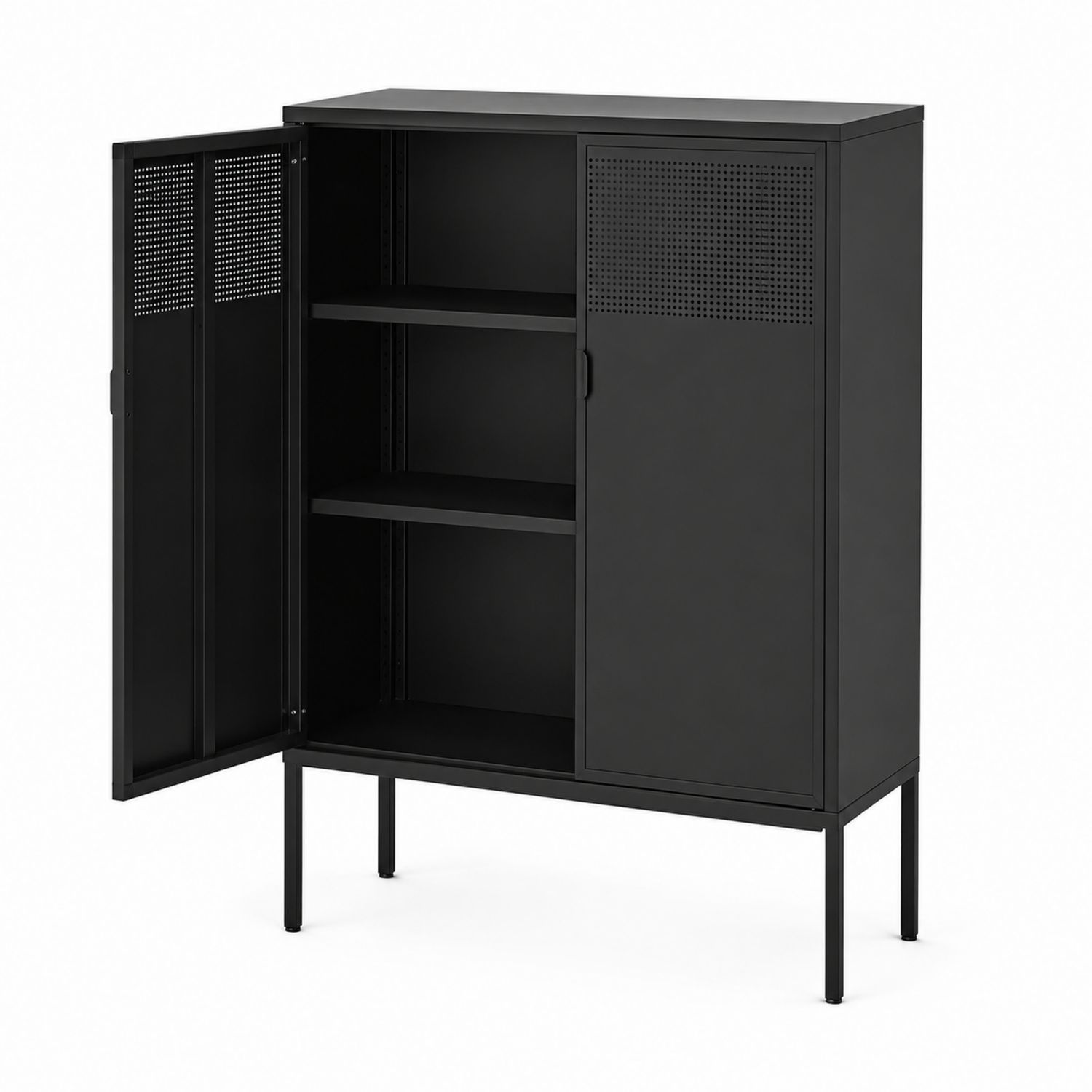 Armadio in Metallo Nero con Due Ante 100x40x140 cm