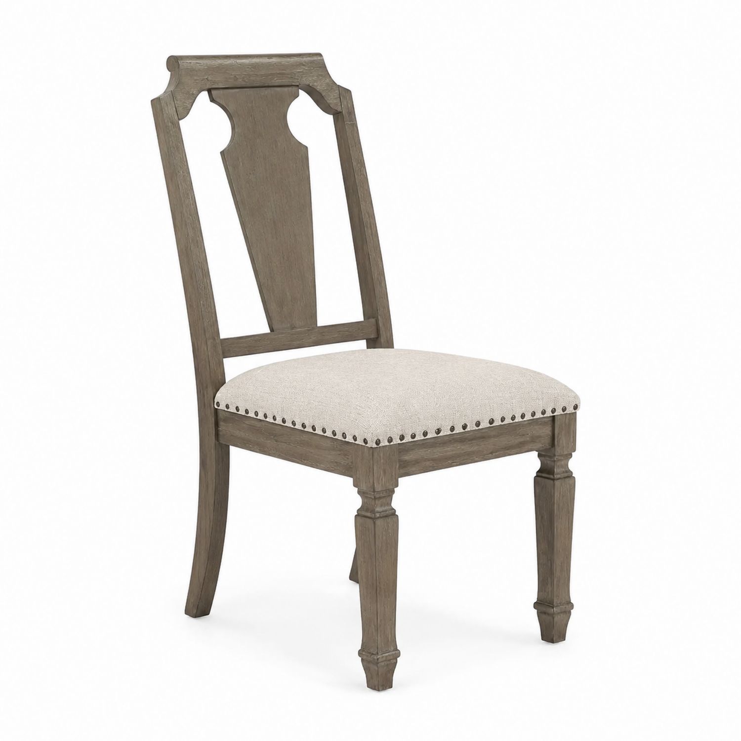 Sedia da pranzo in legno con seduta in tessuto beige