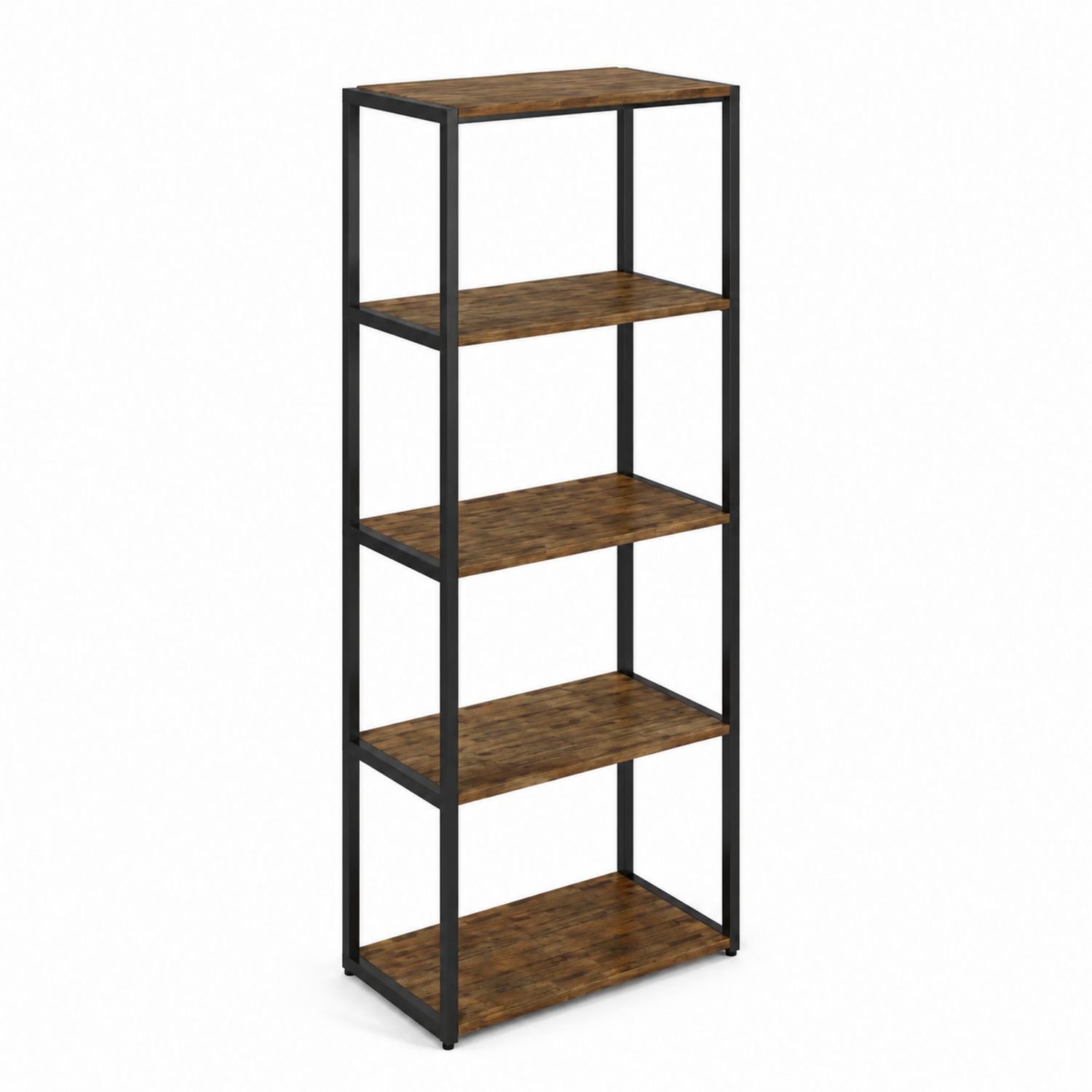 Scaffale a 5 Ripiani in Legno e Metallo Nero/Marrone