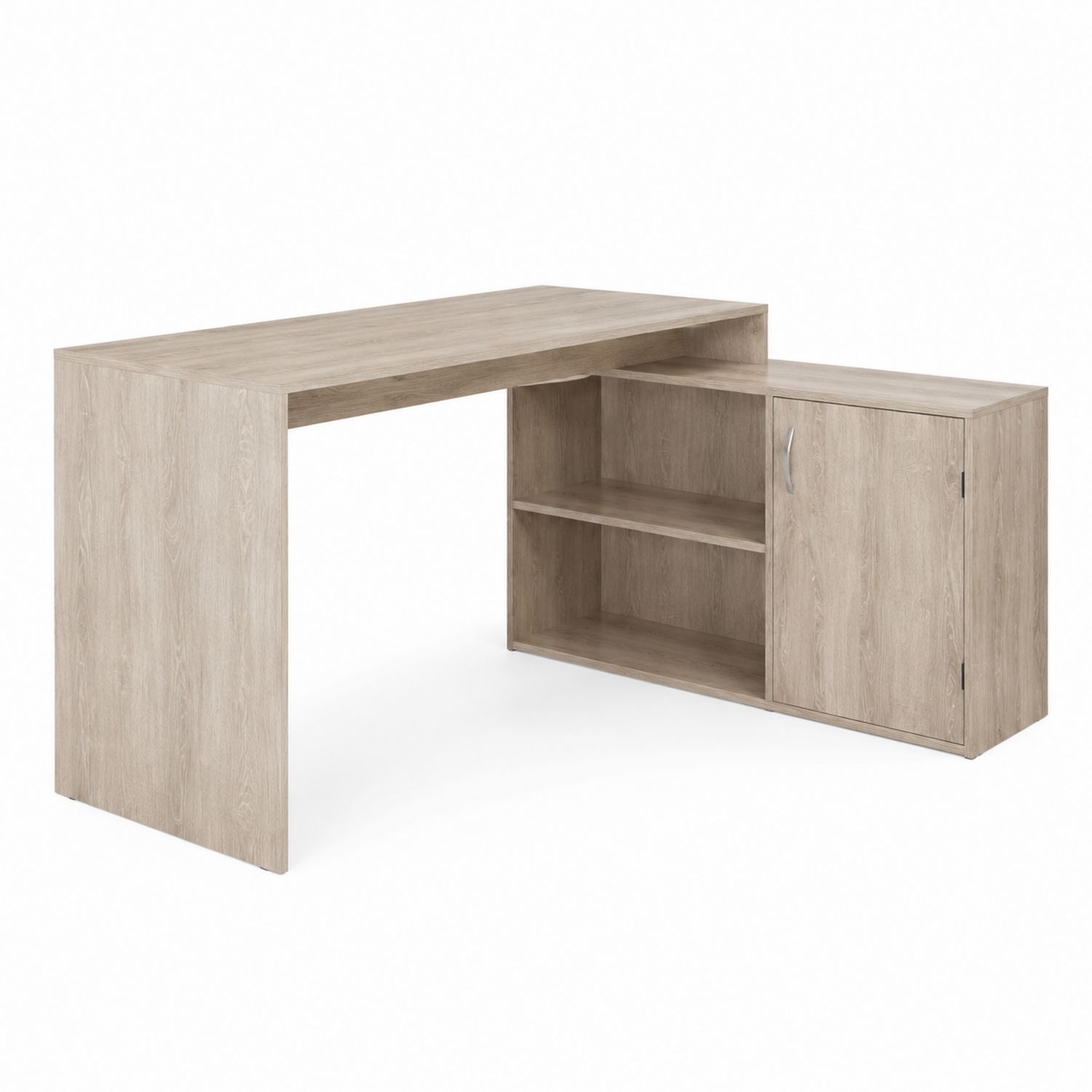 Scrivania angolare in MDF con ripiani 140x120x75 cm