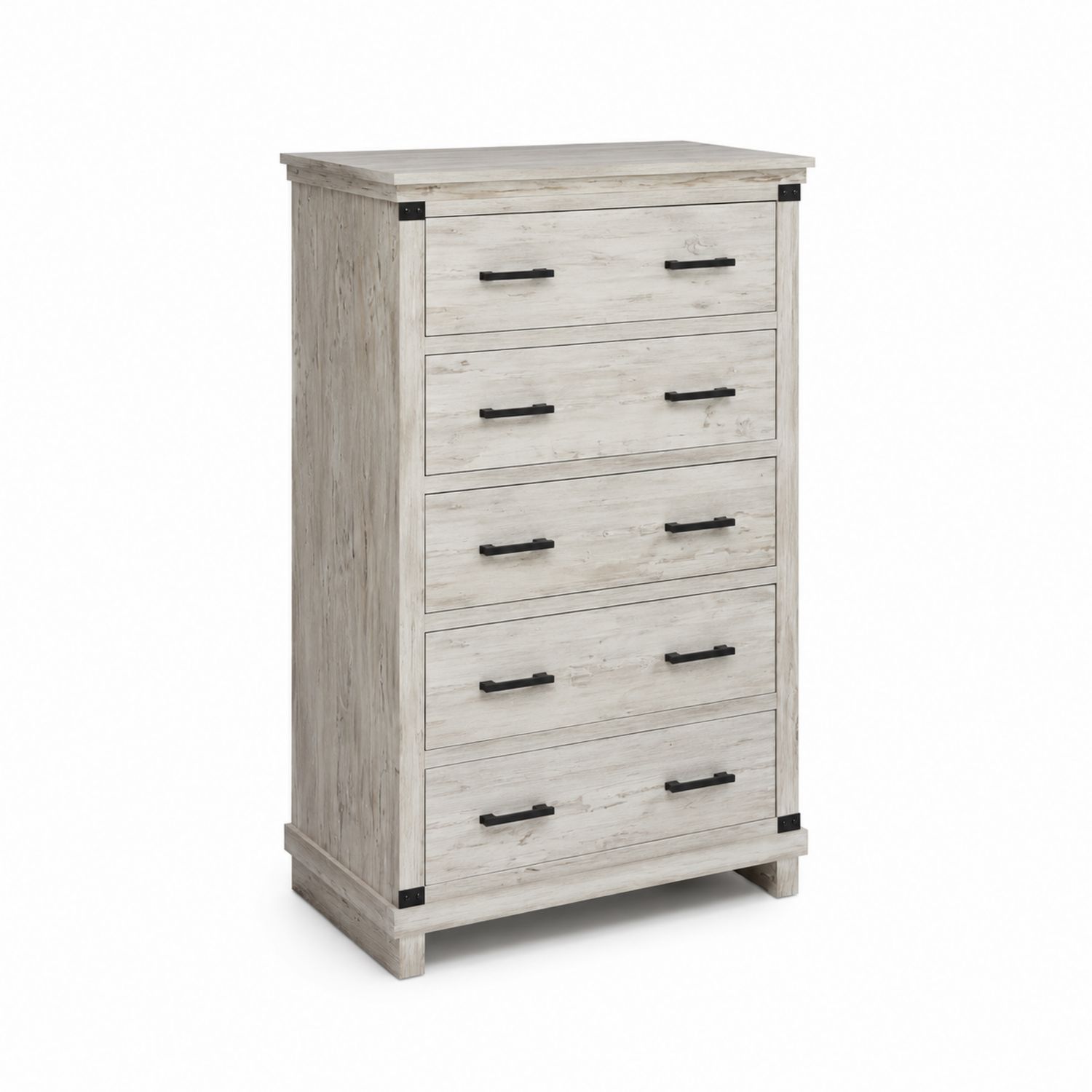 Cassettiera 5 Cassetti Legno MDF Bianco 80x45x120 cm