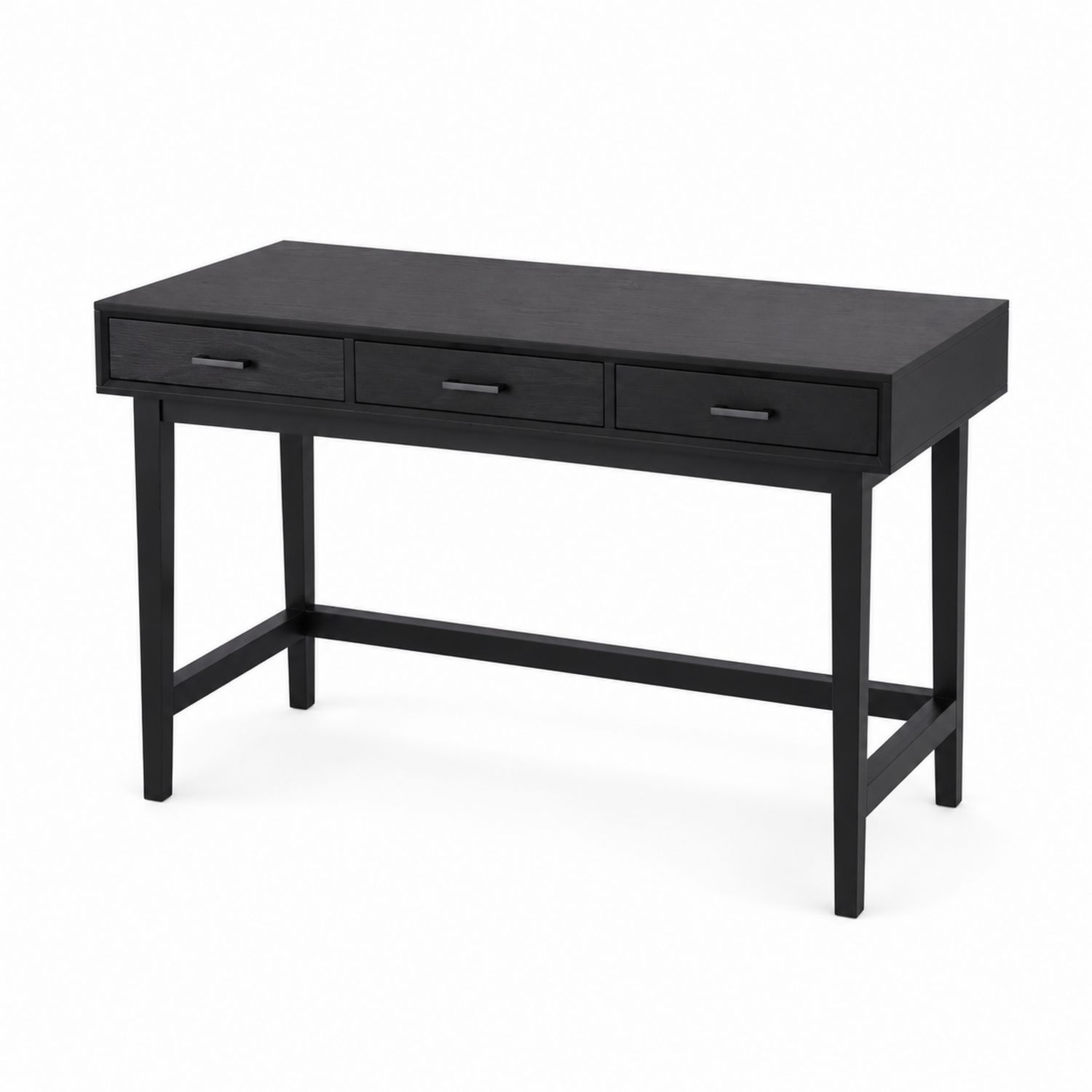 Scrivania rettangolare in legno e metallo nero con 3 cassetti