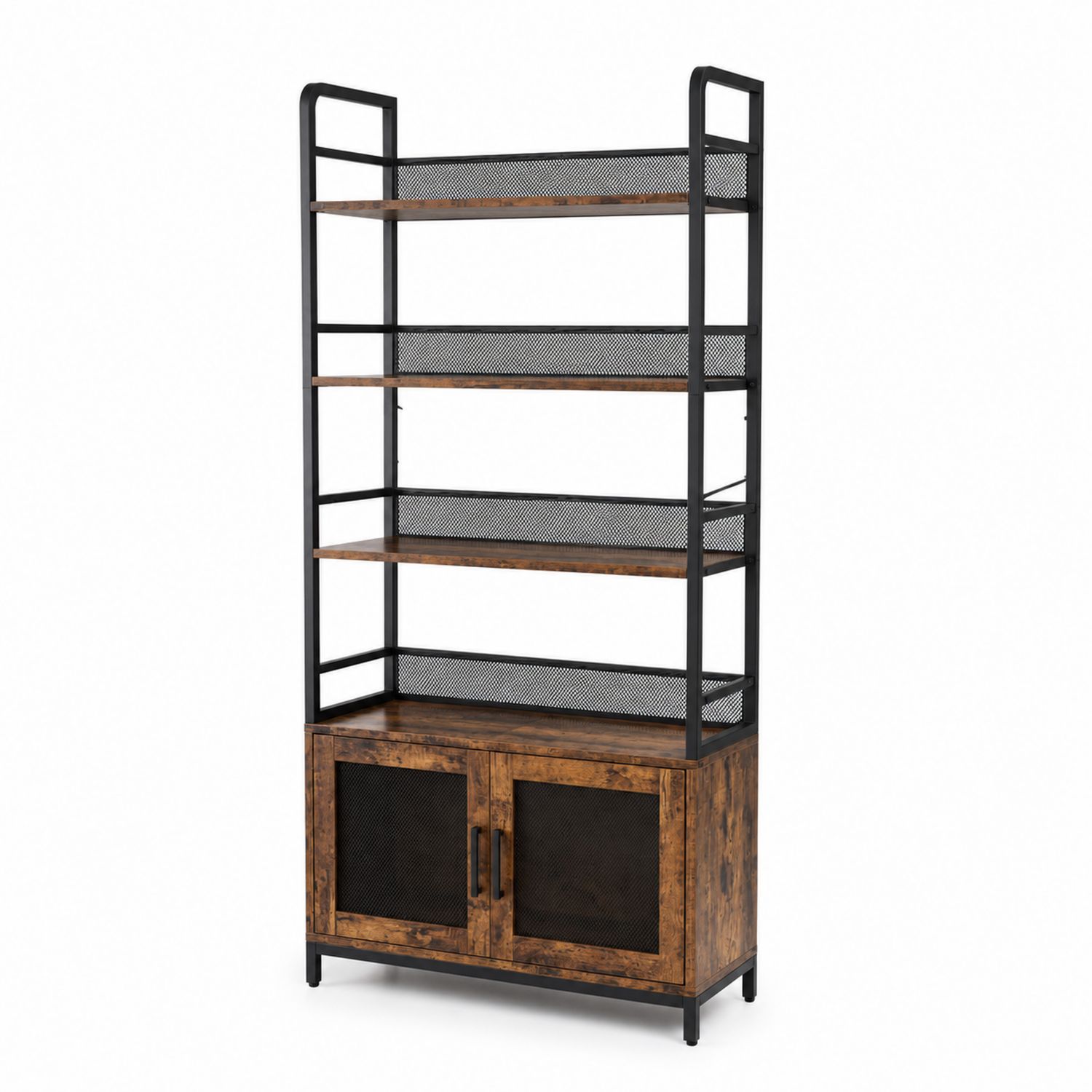 Libreria in Metallo e Legno MDF con Ripiani e Armadietto