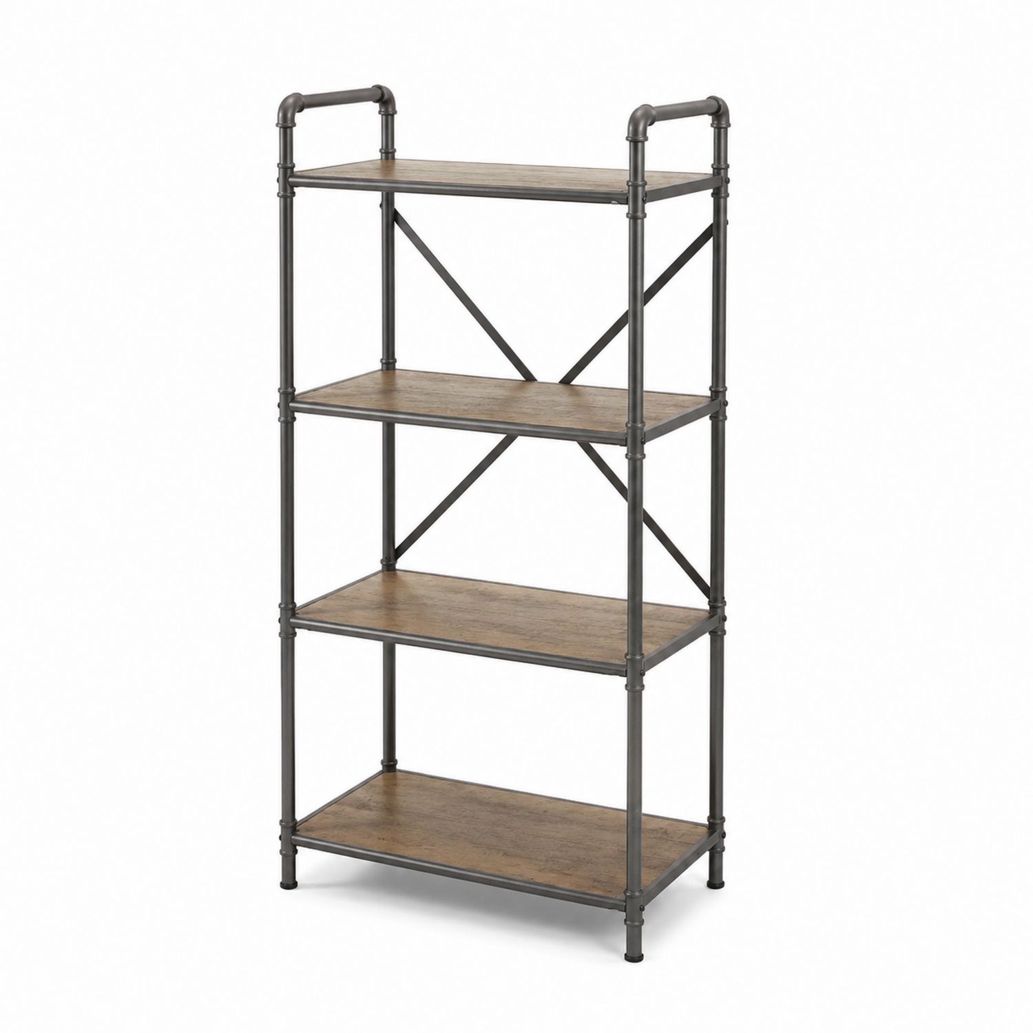 Scaffale a 4 Ripiani in Legno e Metallo 60x30x120 cm