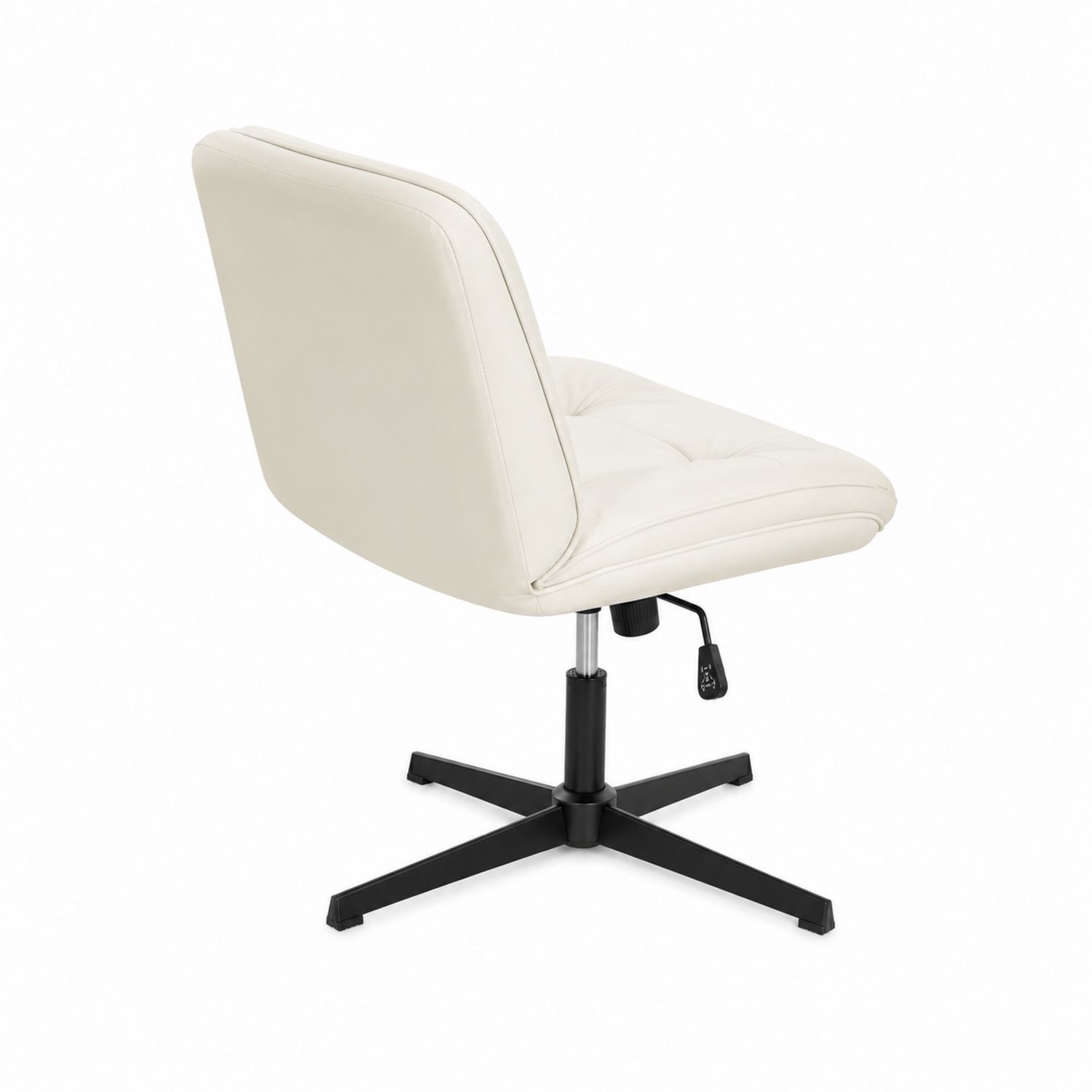 Sedia Girevole in Pelle Sintetica Bianca con Base in Acciaio