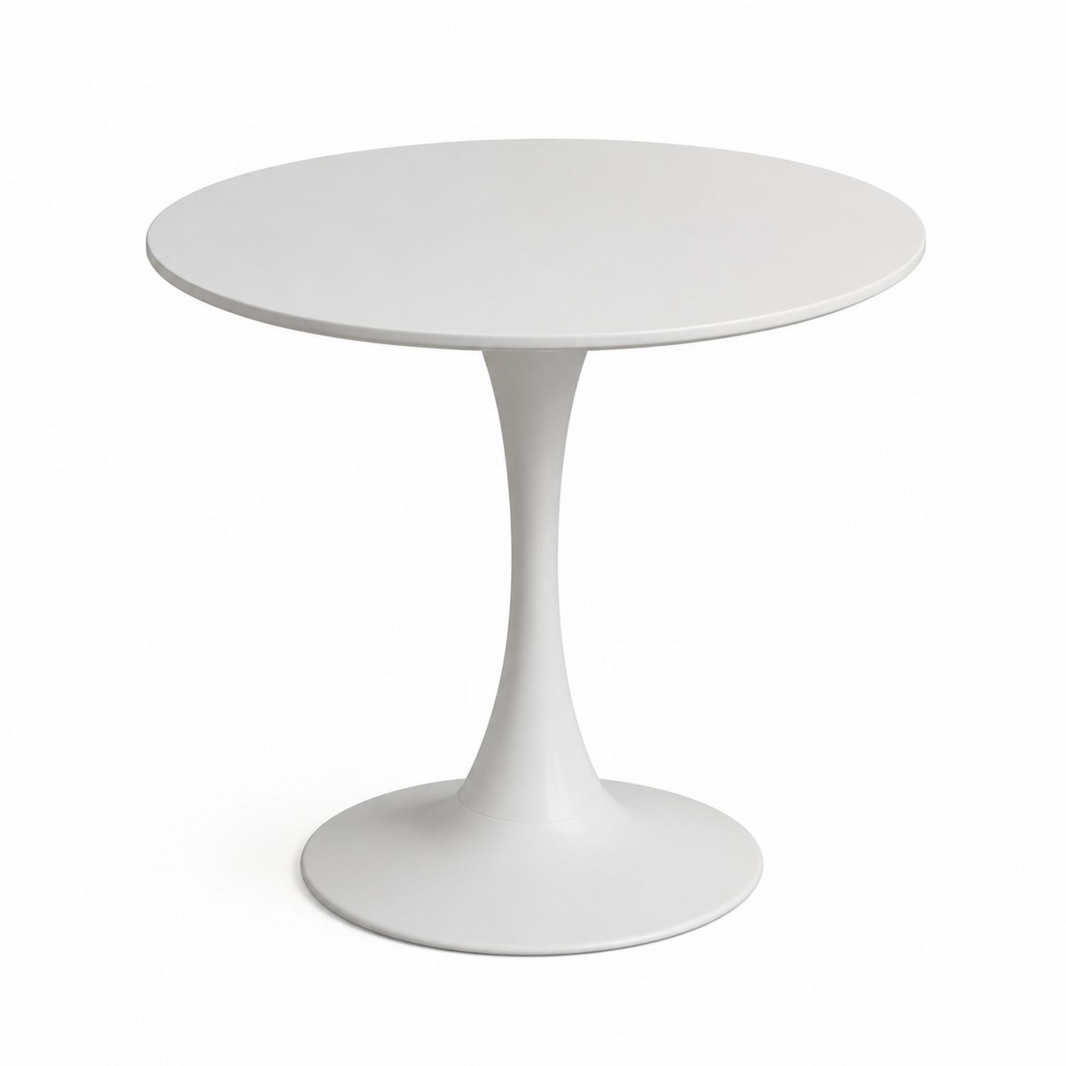 Tavolo rotondo bianco in MDF e metallo, diametro 80 cm
