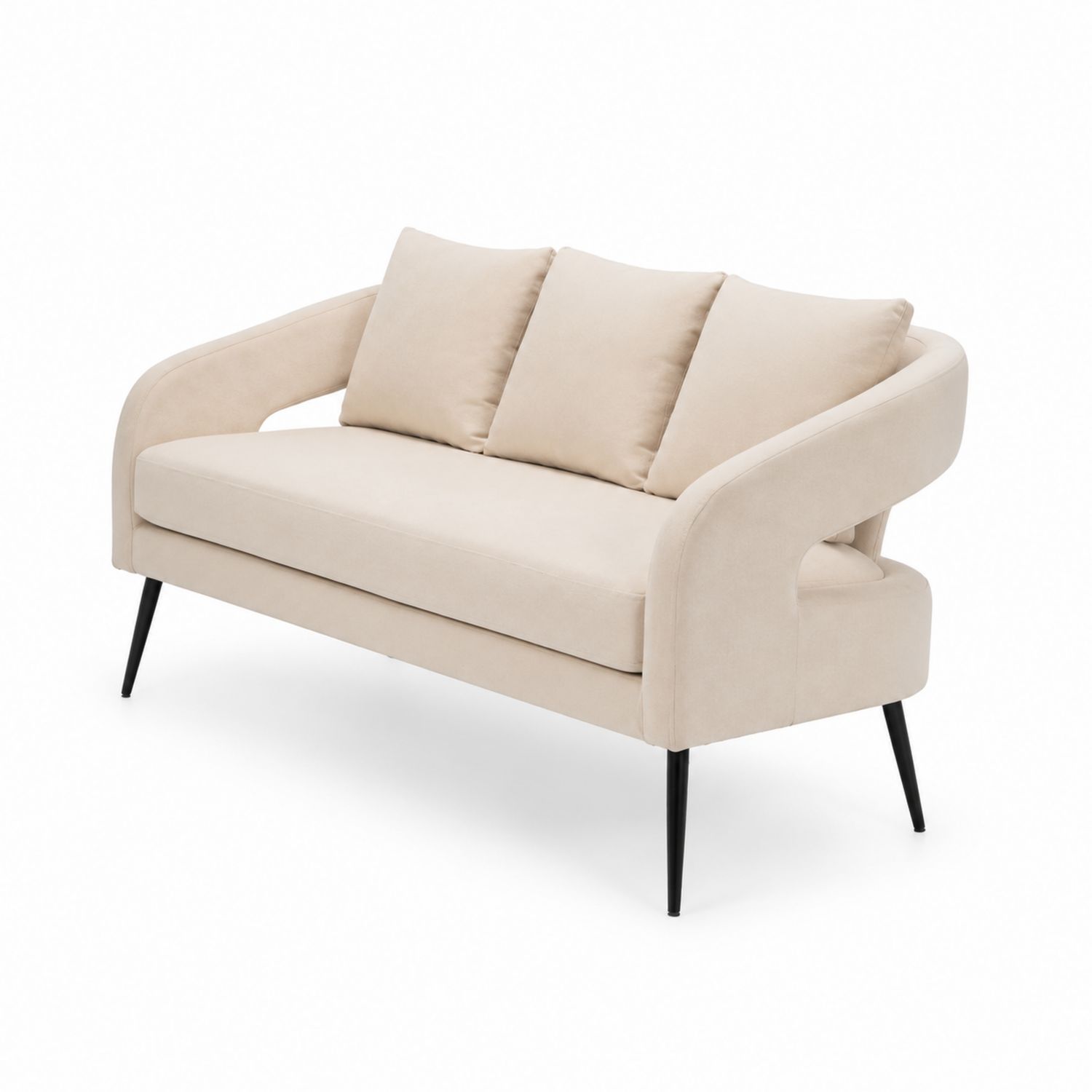 Divano 2 posti in tessuto con gambe in metallo, Beige