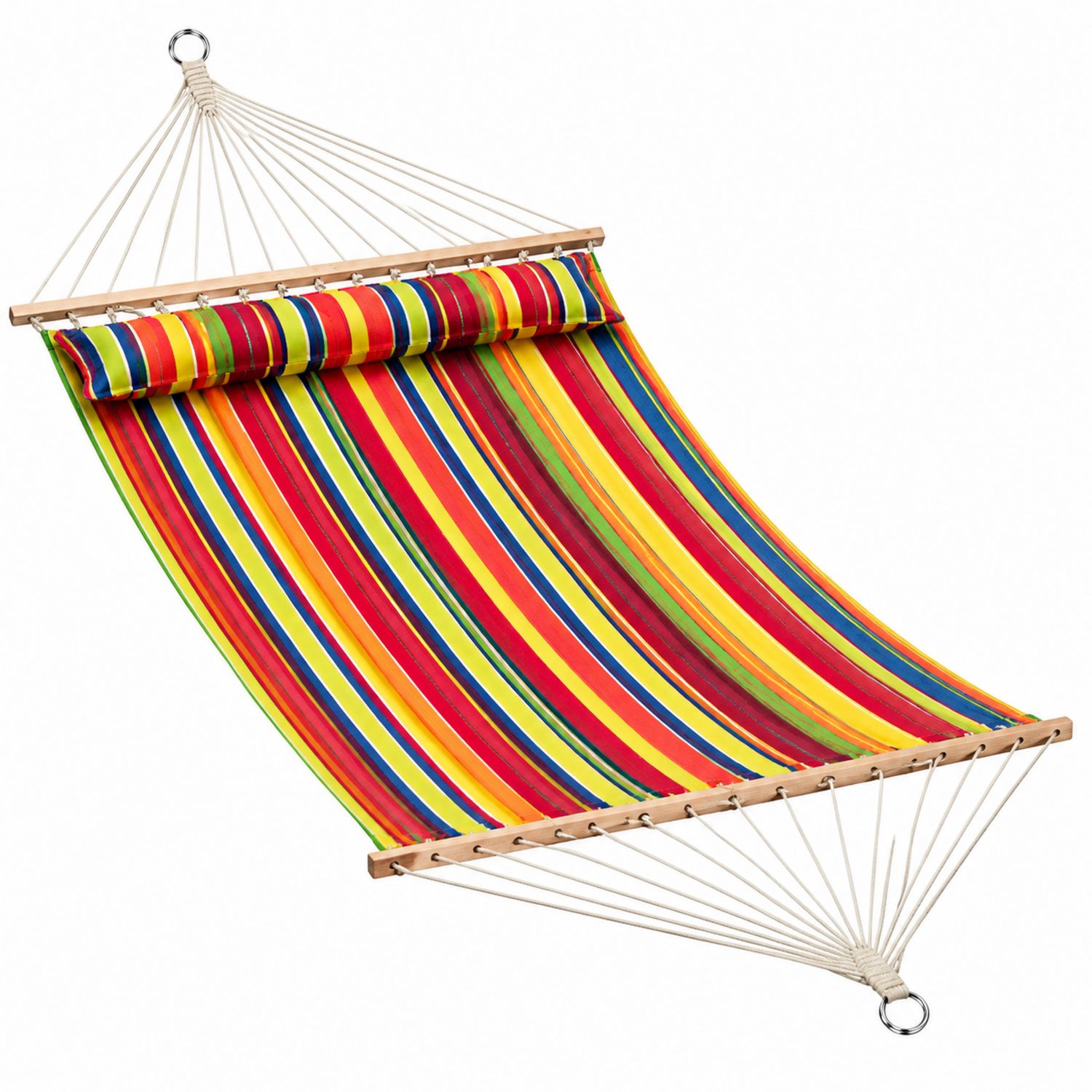 Amaca da Esterno in Cotone Multicolore con Barra in Legno