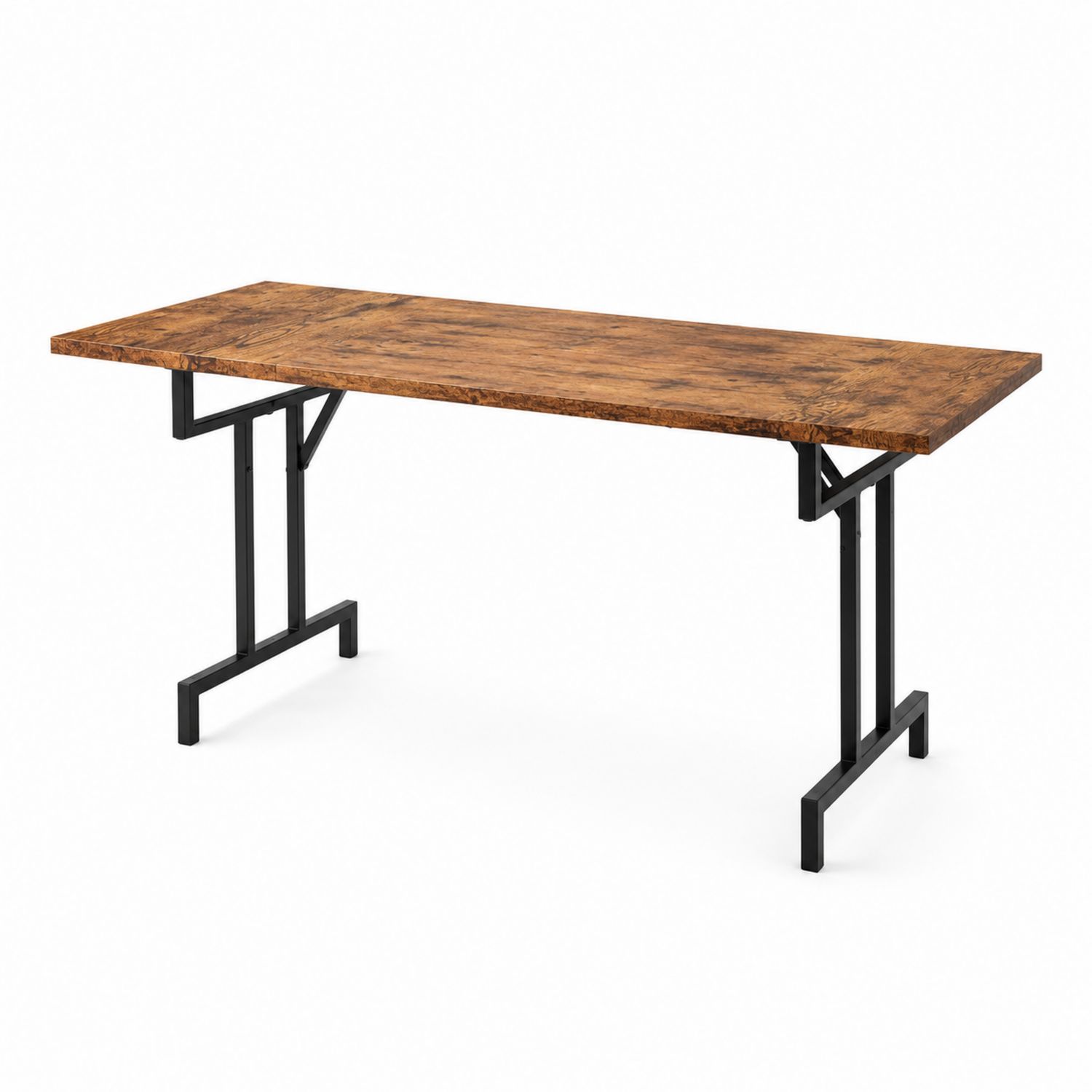 Tavolo rettangolare in legno e metallo 120x60x75 cm Marrone/Nero