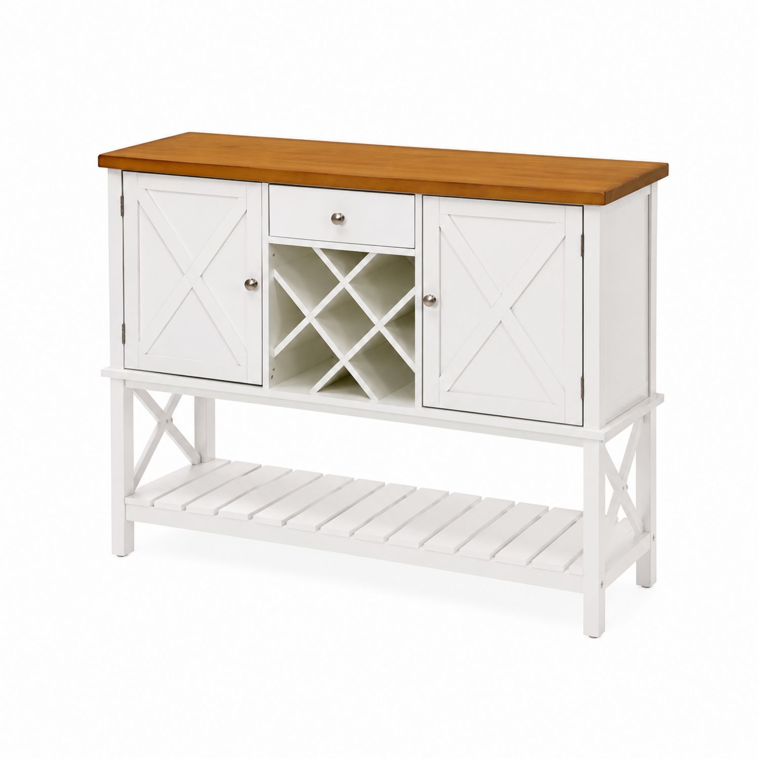 Consolle Portabottiglie in MDF e Legno di Rovere Bianco
