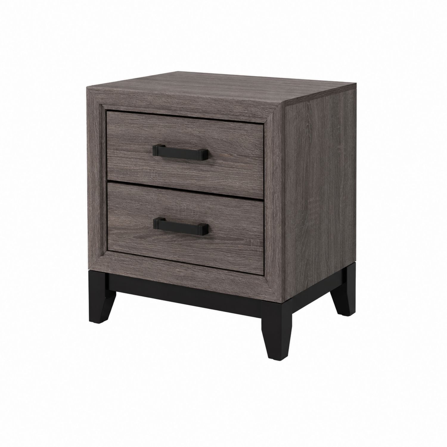 Comodino in Legno con 2 Cassetti Grigio 45x35x55 cm