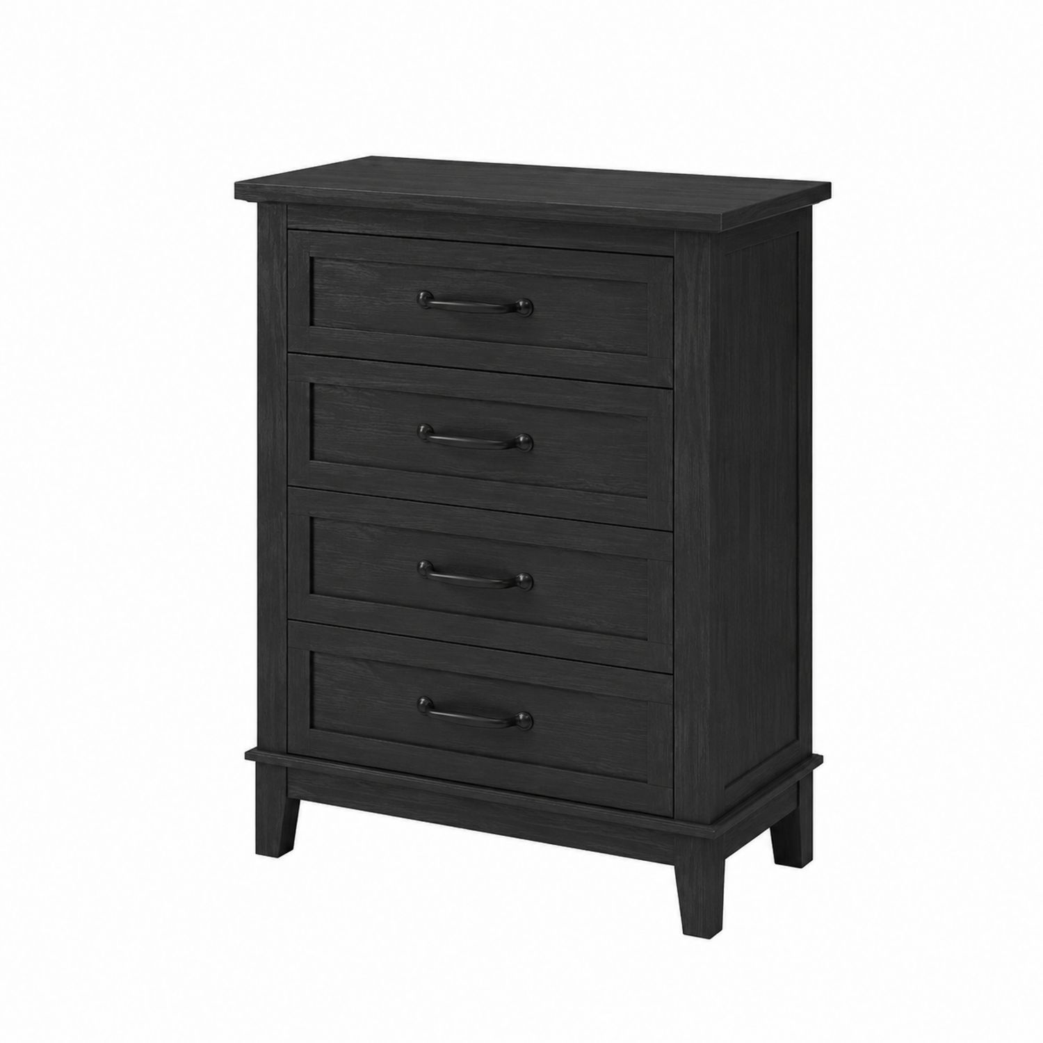 Cassettiera in Legno con 4 Cassetti Nero
