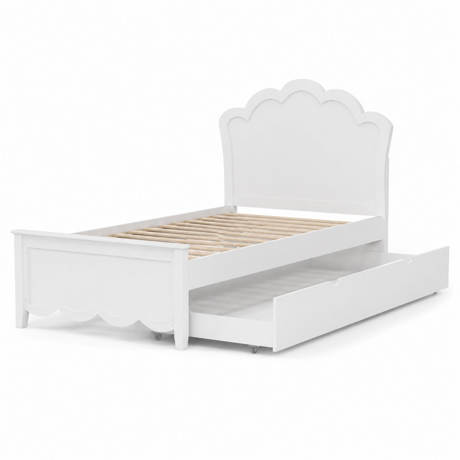 Letto singolo in legno con cassetto integrato bianco