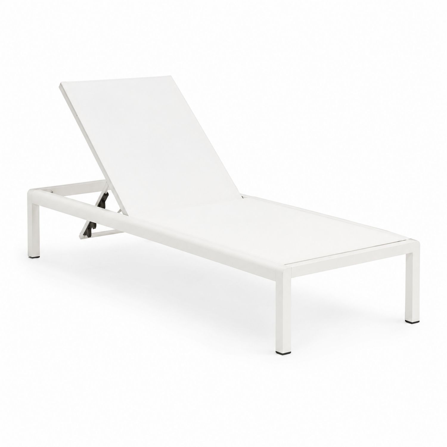 Lettino Prendisole in Alluminio e Tessuto Bianco