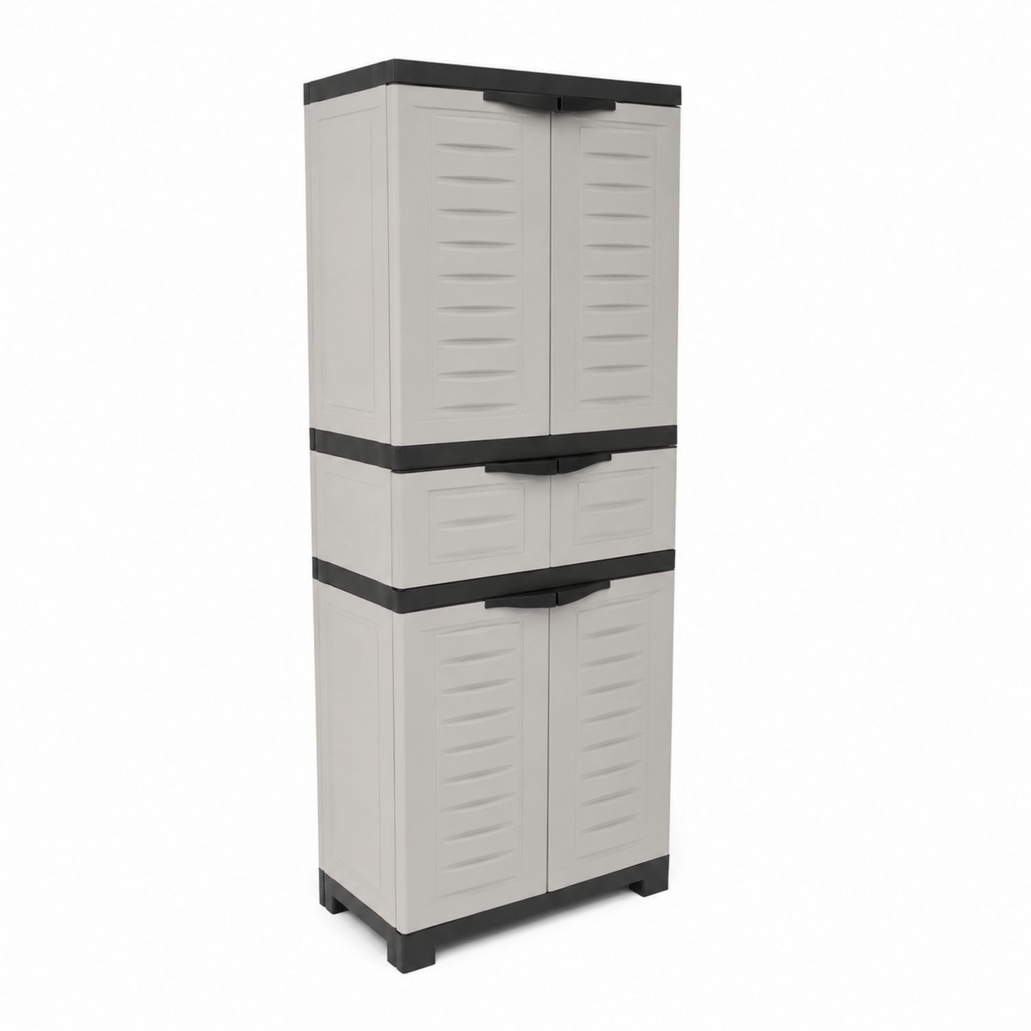 Armadio in plastica con ante doppie 180x65x45cm Grigio/Nero