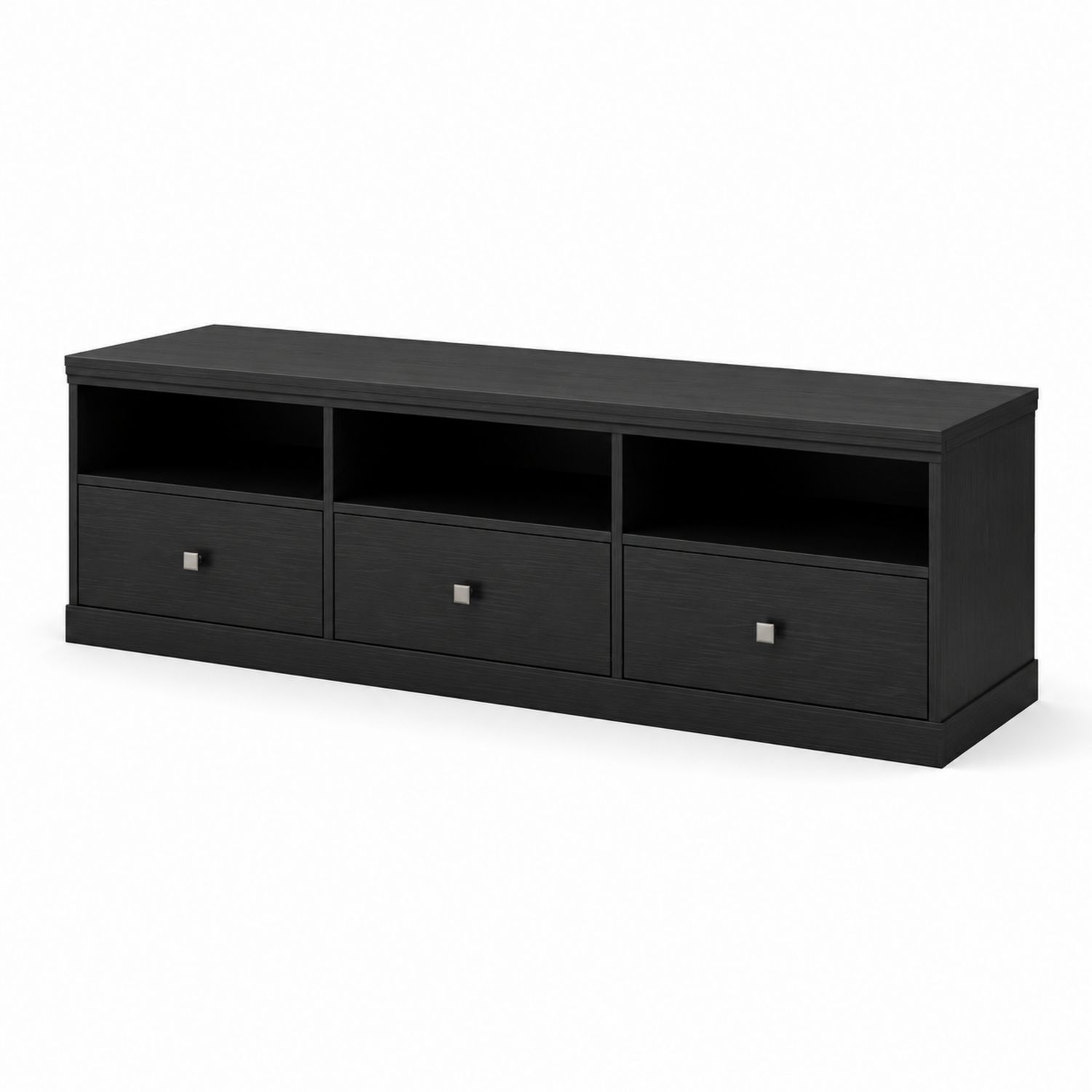 Mobile TV in legno nero con cassetti e ripiani
