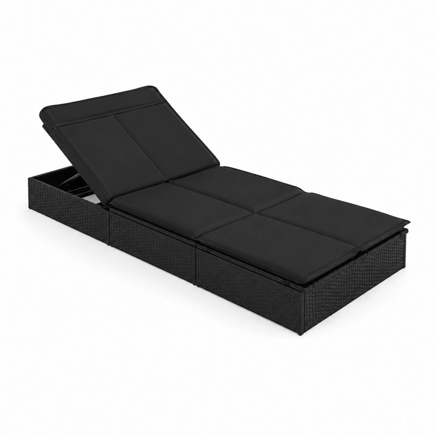 Sdraio Regolabile in Rattan Sintetico con Cuscino Nero