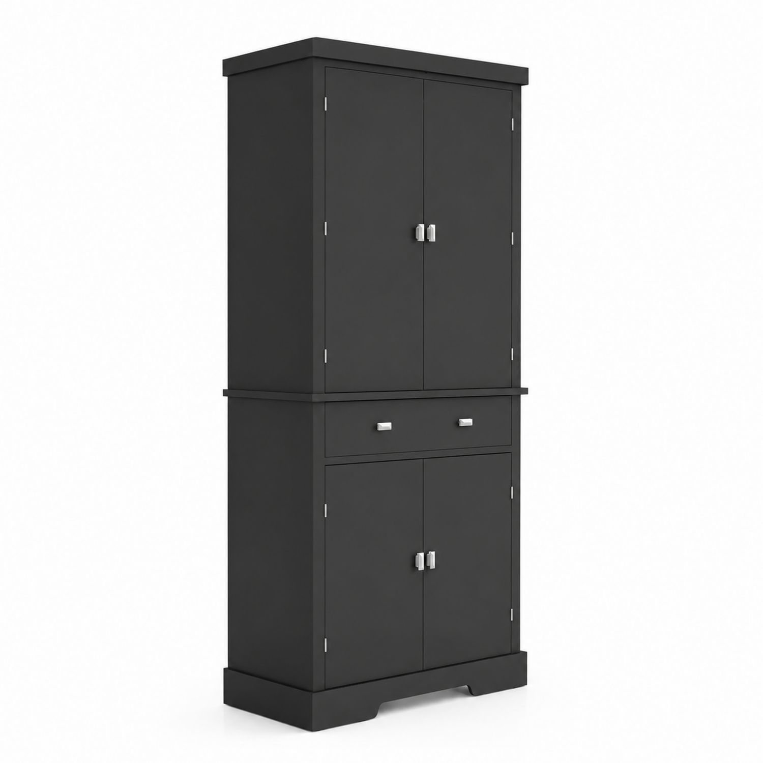 Armadio in Legno Composito Nero con Ante Battenti e Cassetto