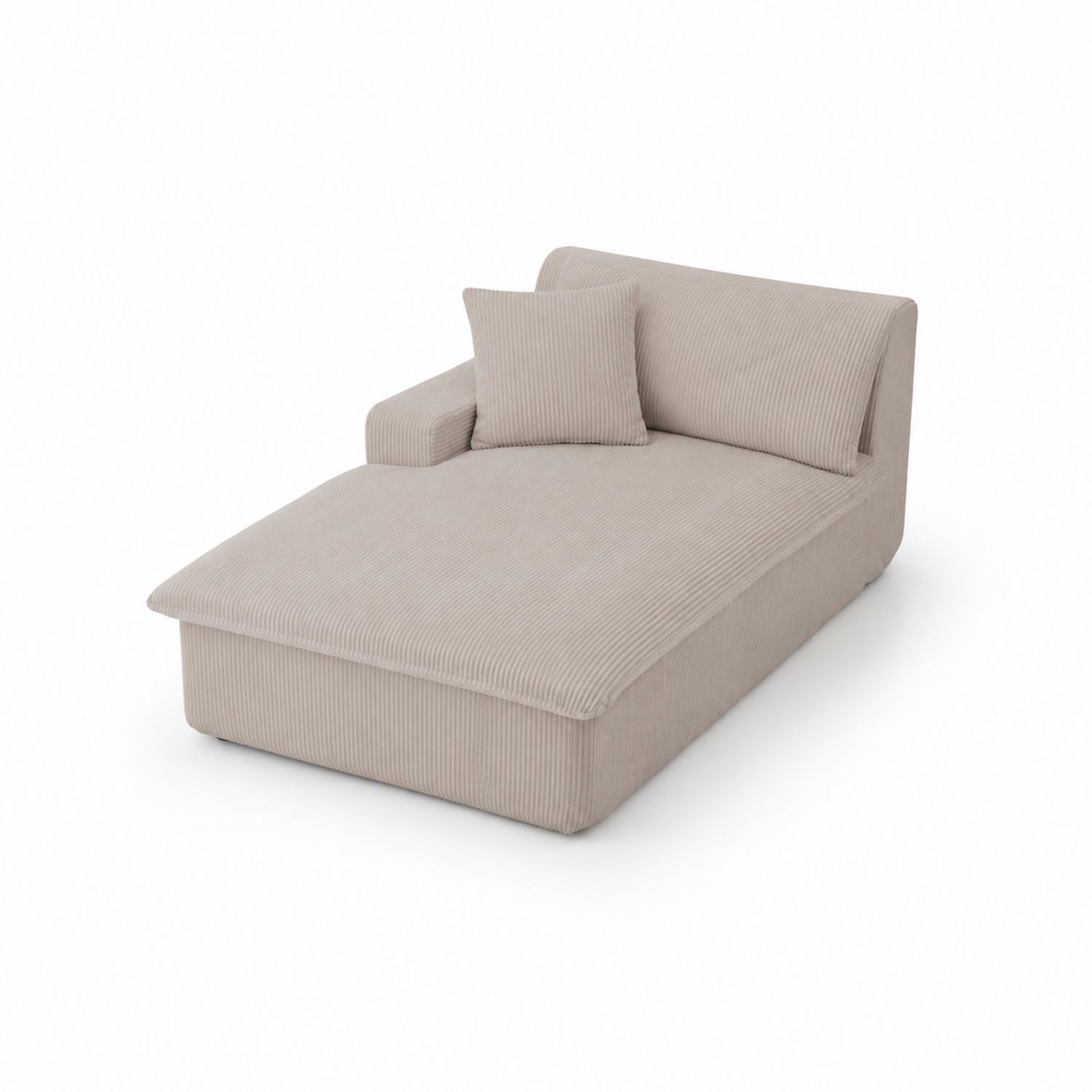Chaise Longue in Tessuto a Coste Beige