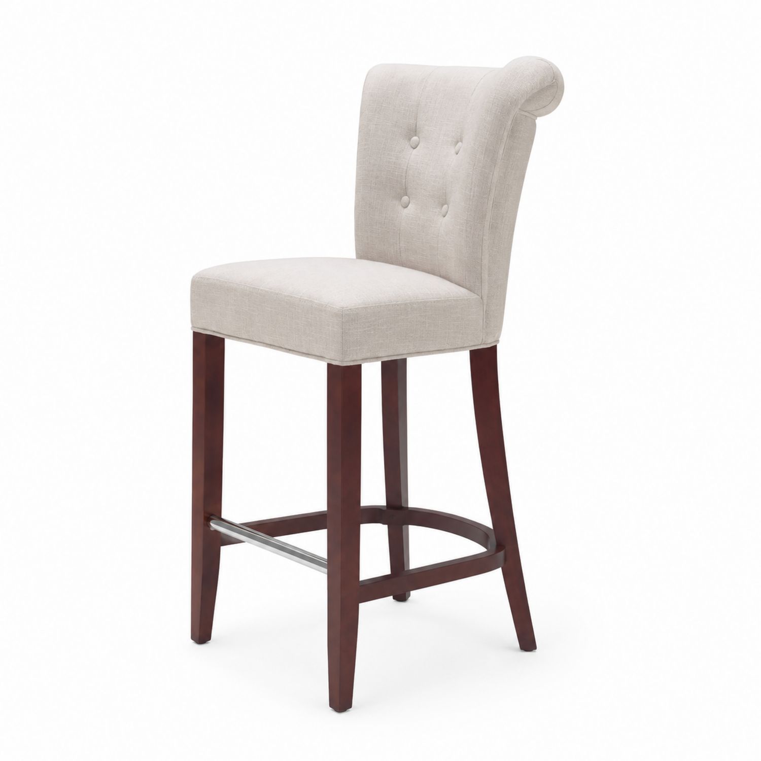 Sgabello in tessuto con gambe in legno