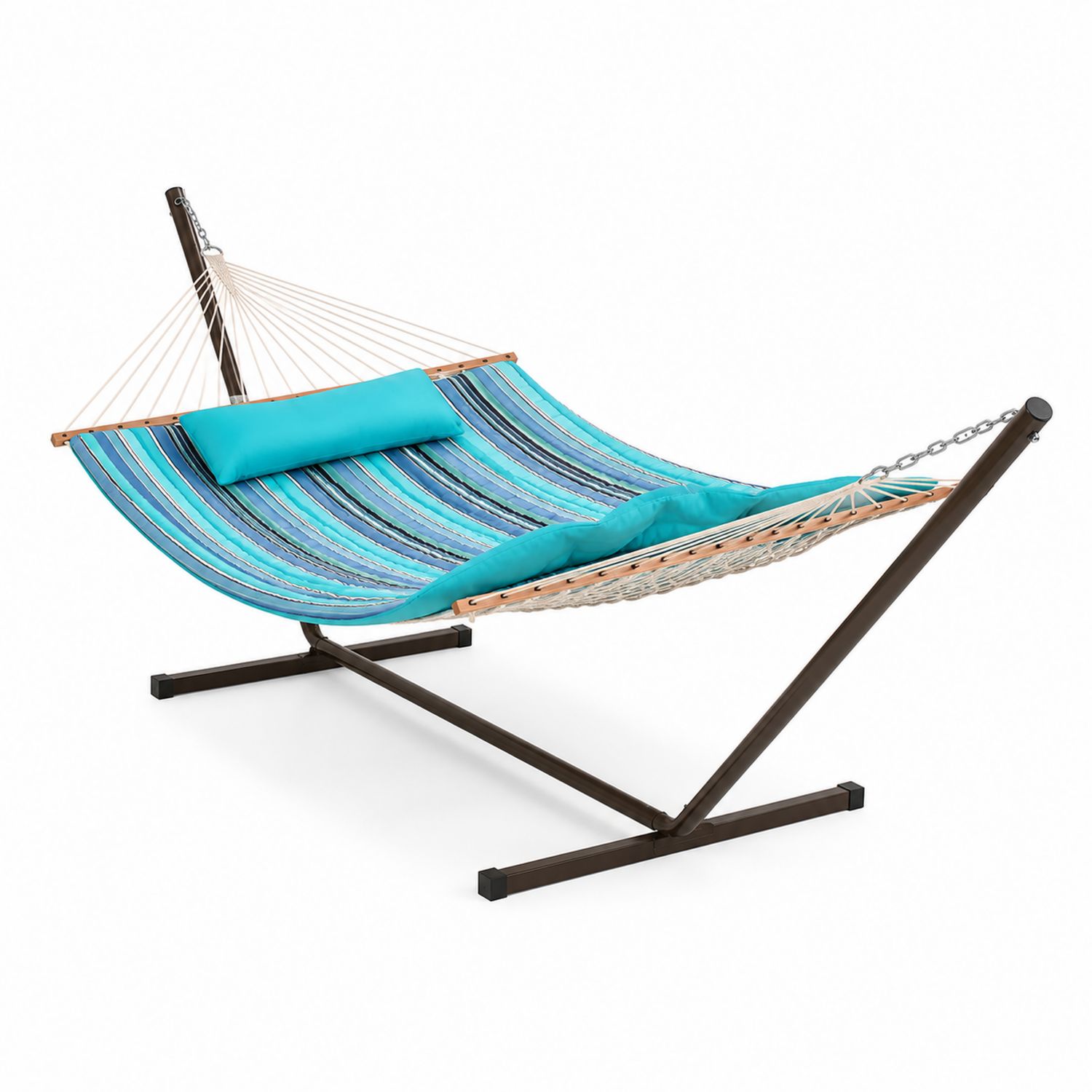 Amaca con Struttura in Acciaio e Tessuto Poliestere Azzurro 200x150 cm