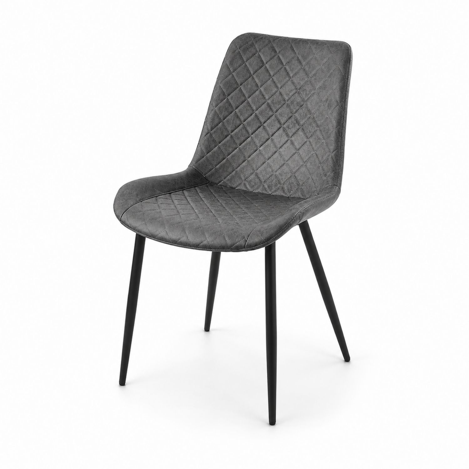 Sedia da pranzo in microfibra grigia con gambe in metallo nero