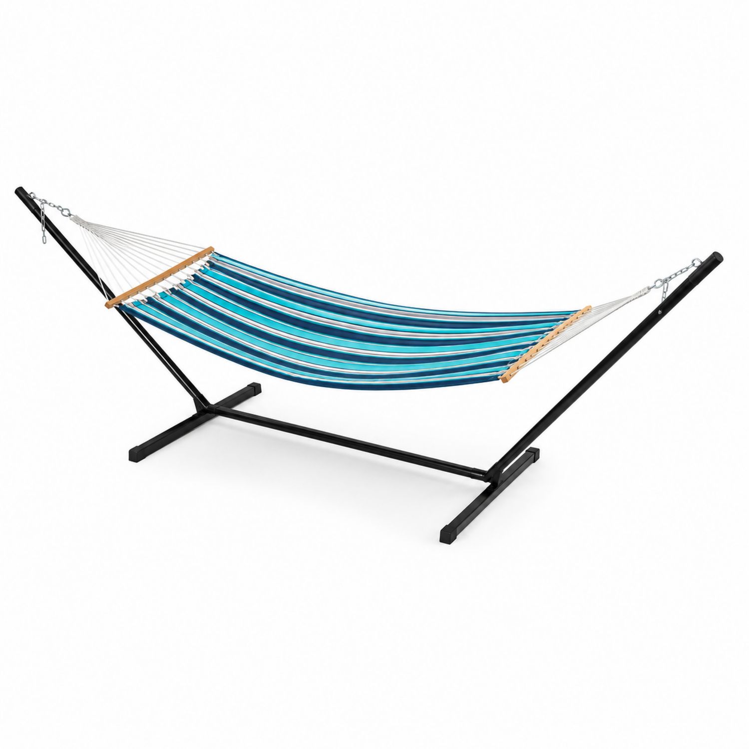 Amaca con Struttura in Acciaio Tessuto Strisce Blu