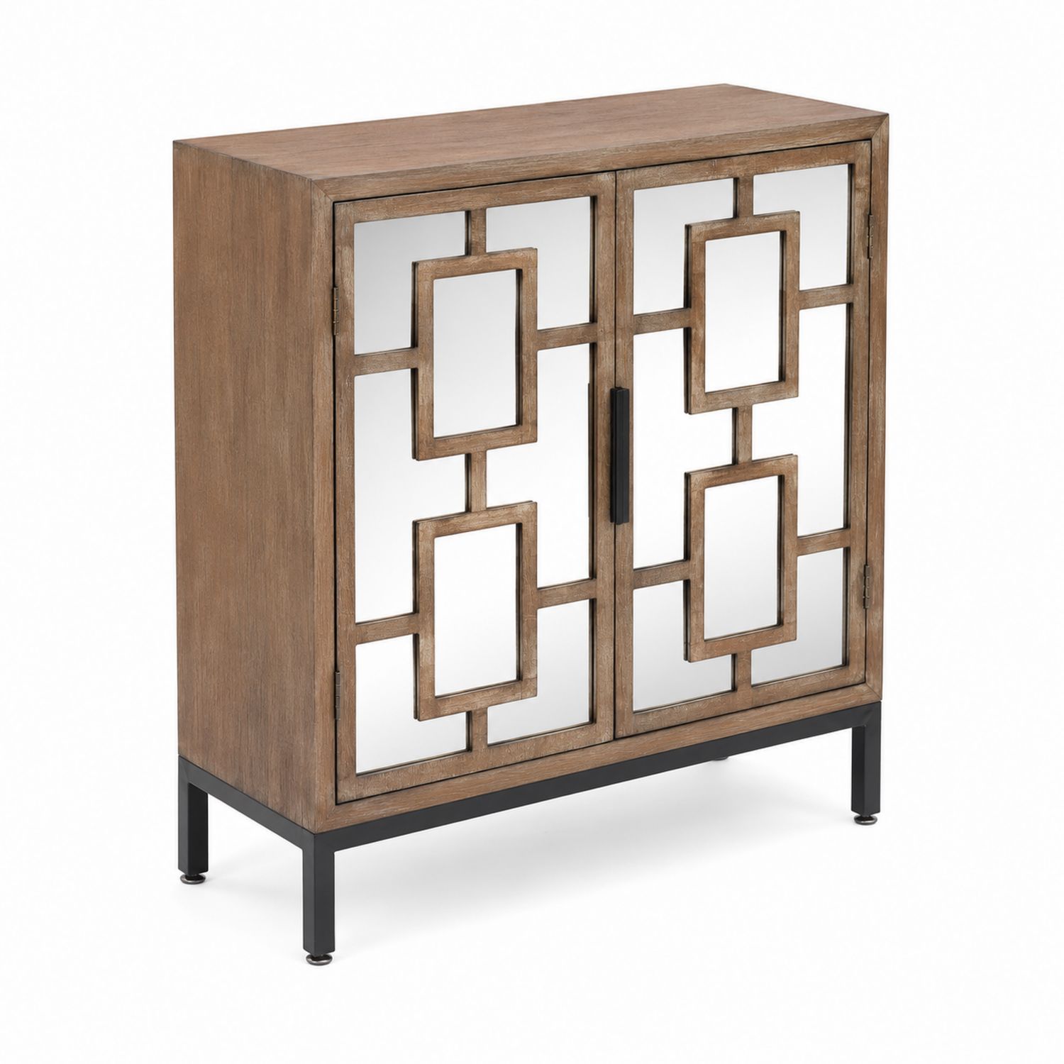 Credenza in Legno e Vetro con Gambe in Metallo, 90x40x100 cm