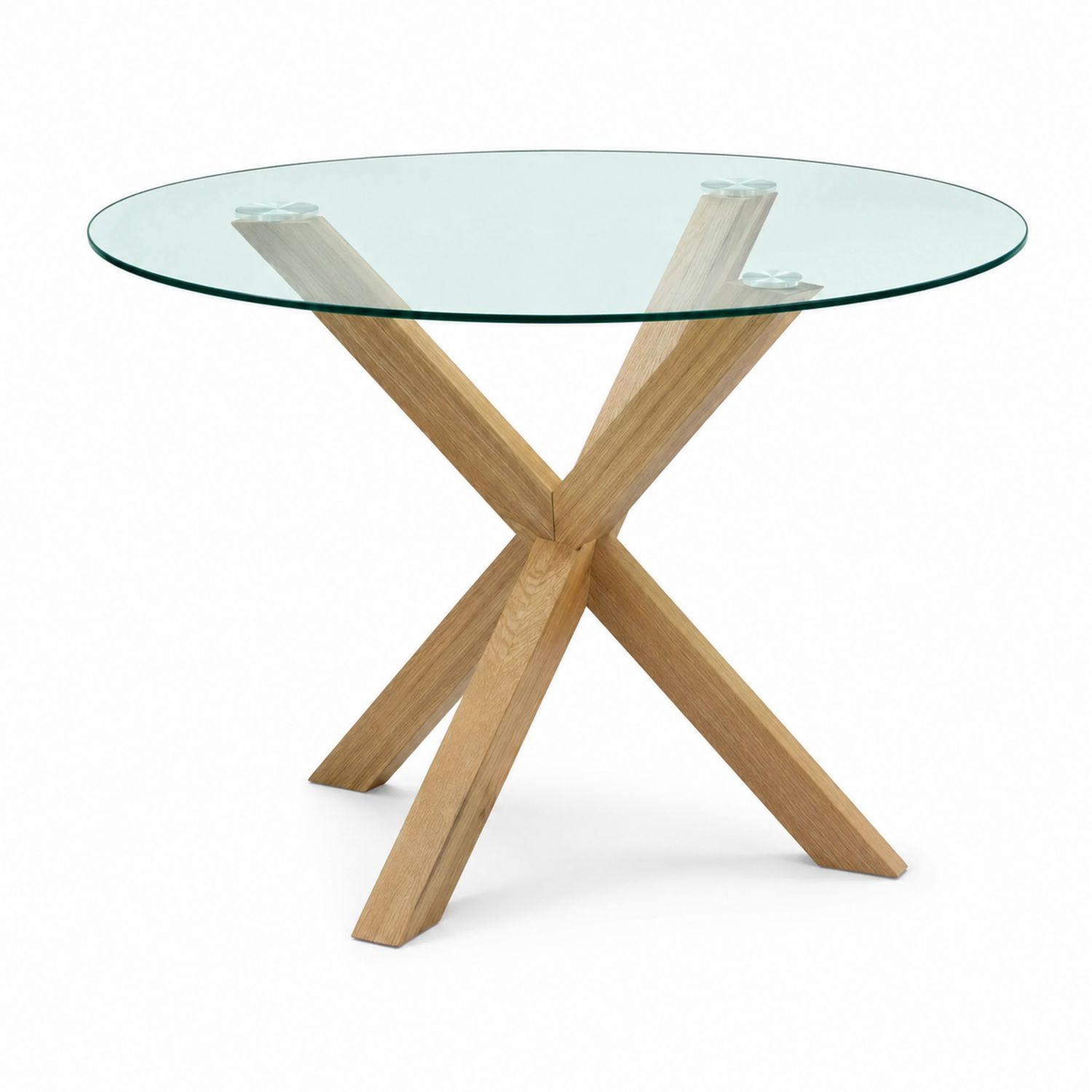 Tavolo rotondo in vetro e legno Ø100 cm