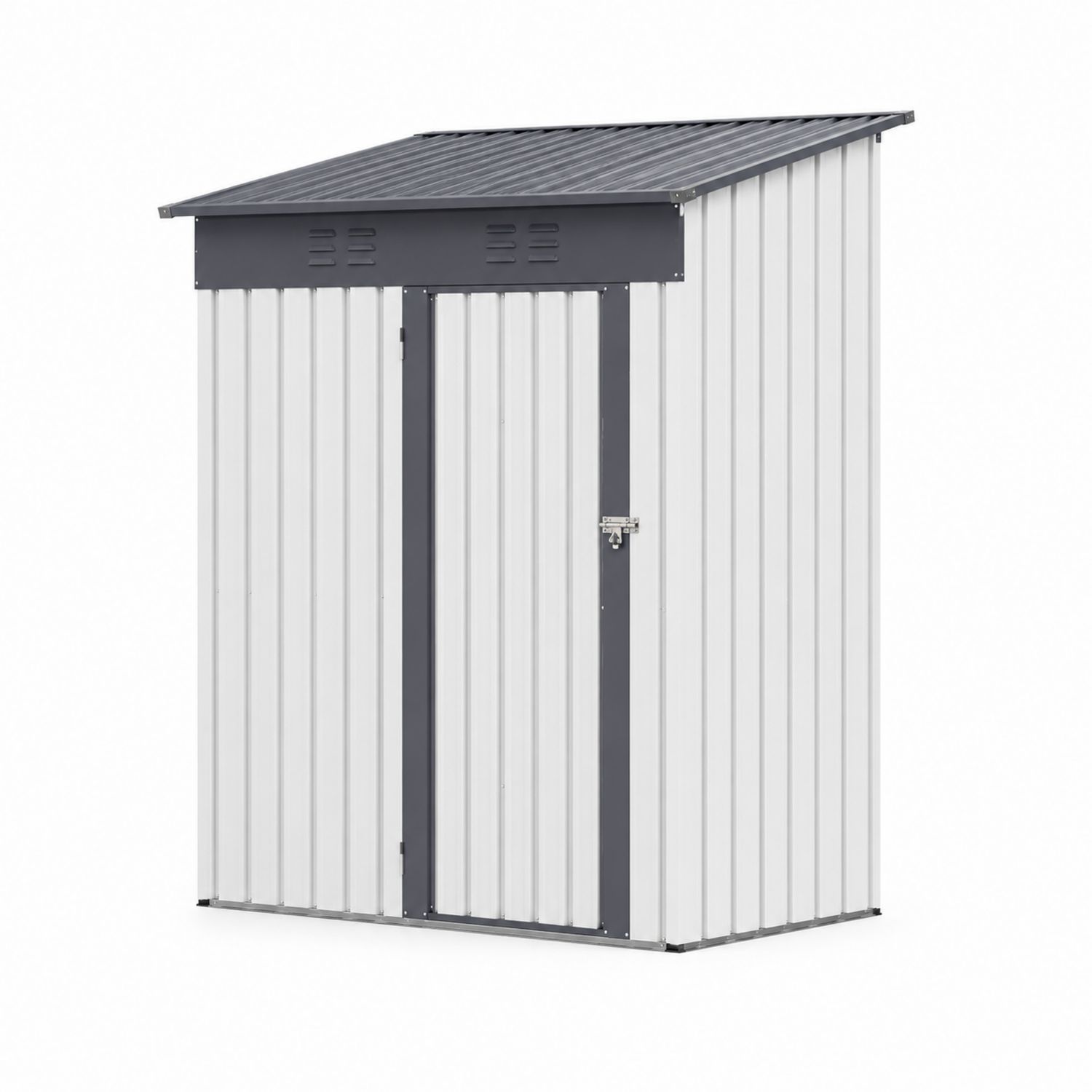 Capanno da Giardino in Metallo Grigio/Bianco 213x130x173 cm