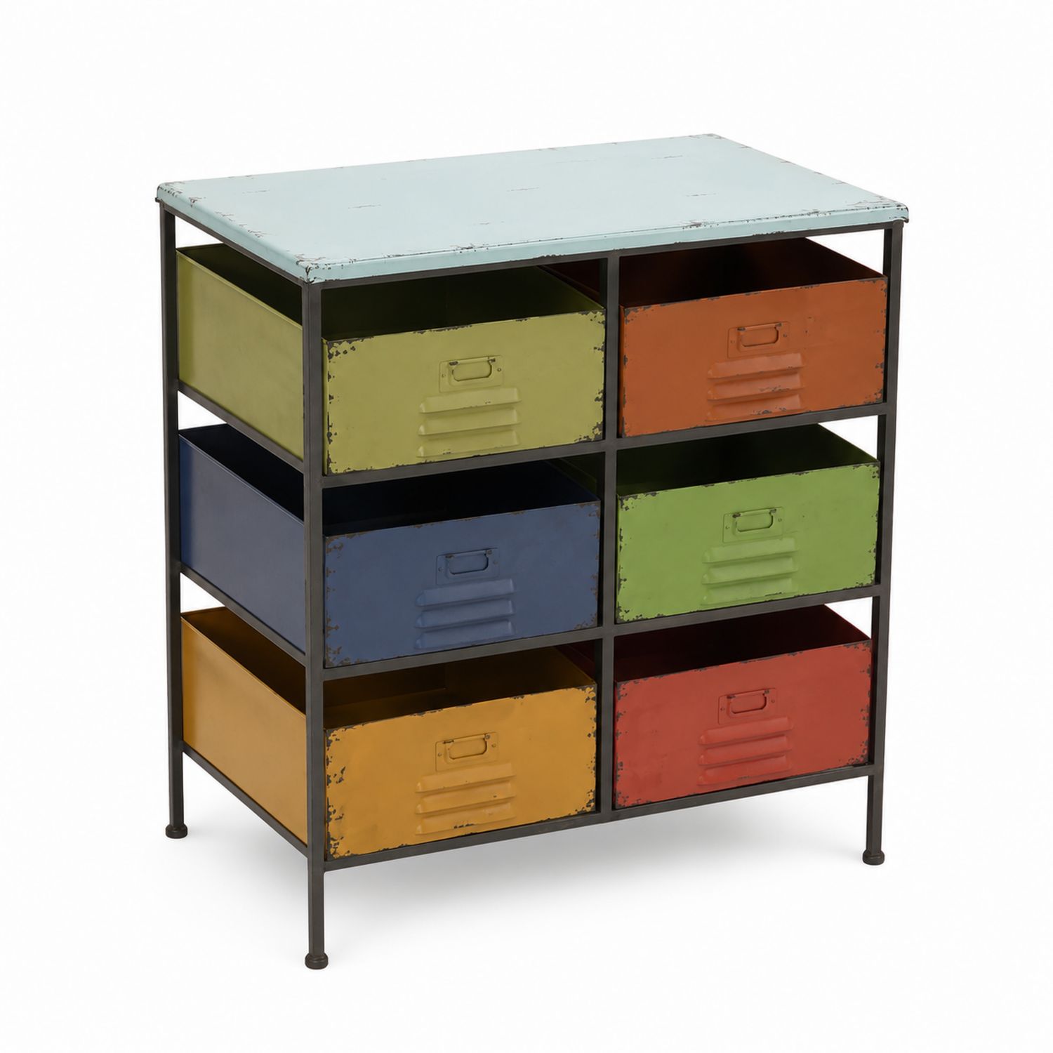 Cassettiera in Metallo con Cassetti Multicolore 81x35x71 cm