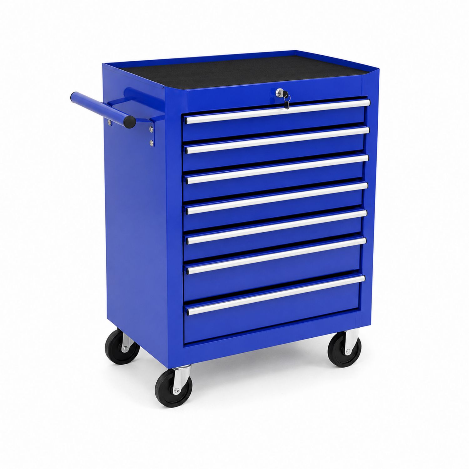 Cassettiera per attrezzi in metallo blu con 7 cassetti e ruote