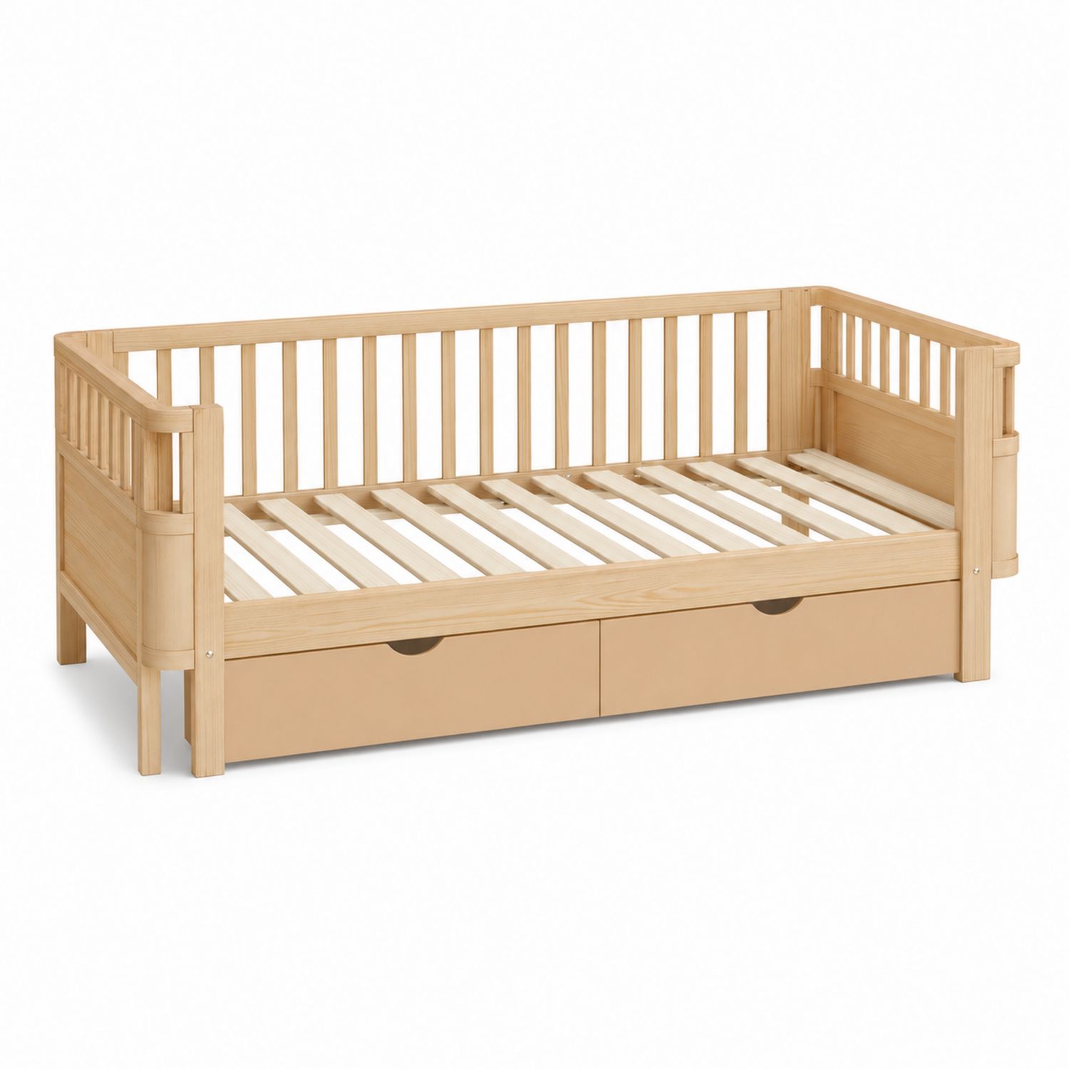 Letto a Giorno per Bambini in Legno di Pino con Cassetti 200x90 cm