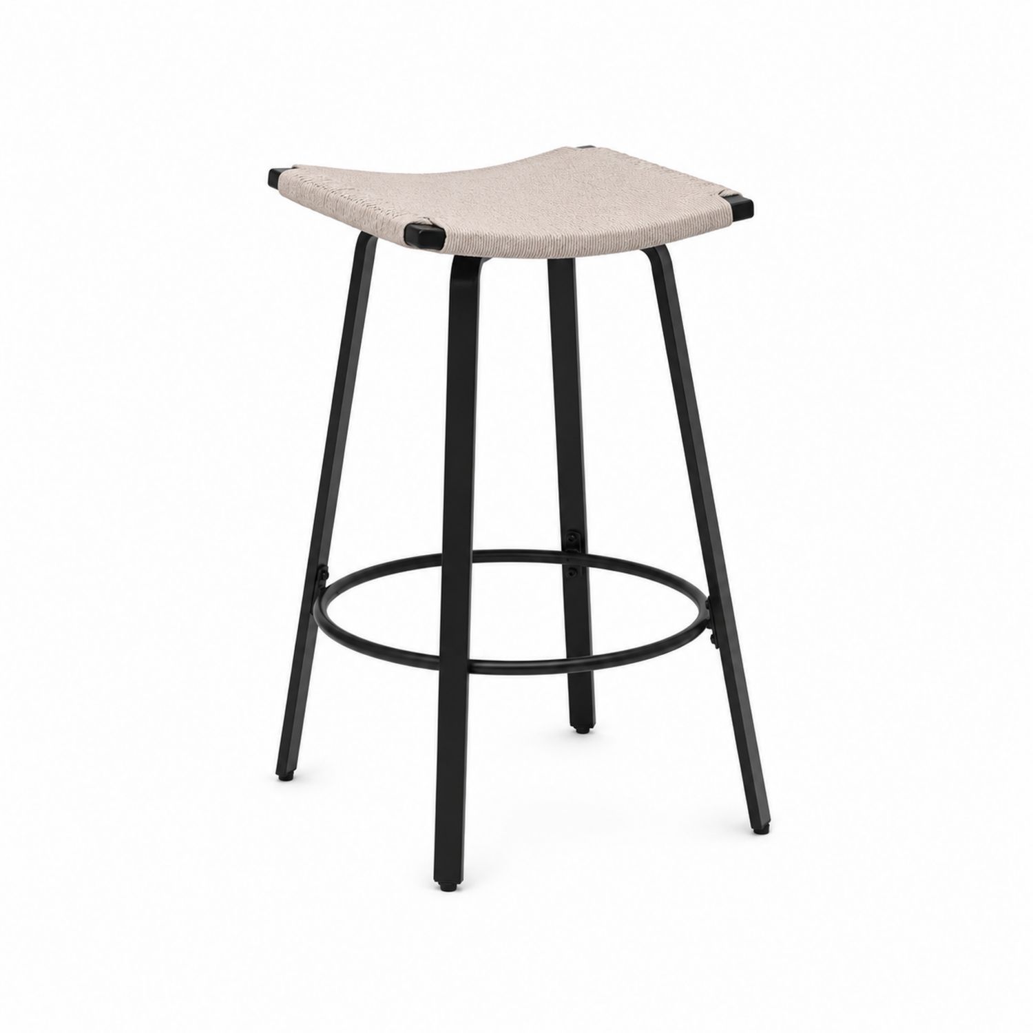 Sgabello da bar in metallo con seduta in poliestere beige