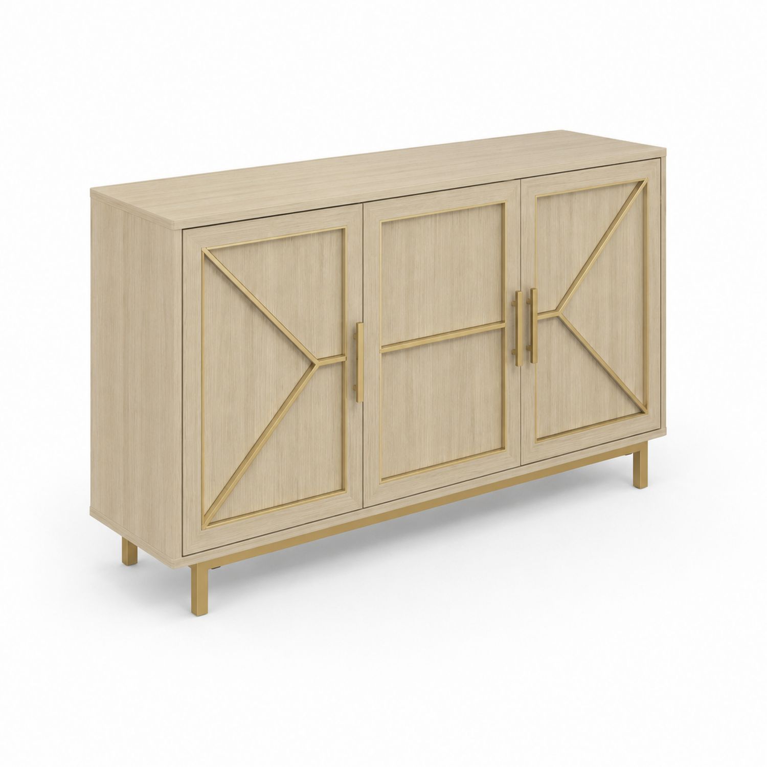Credenza in legno e metallo con 3 ante, 150x40x85 cm