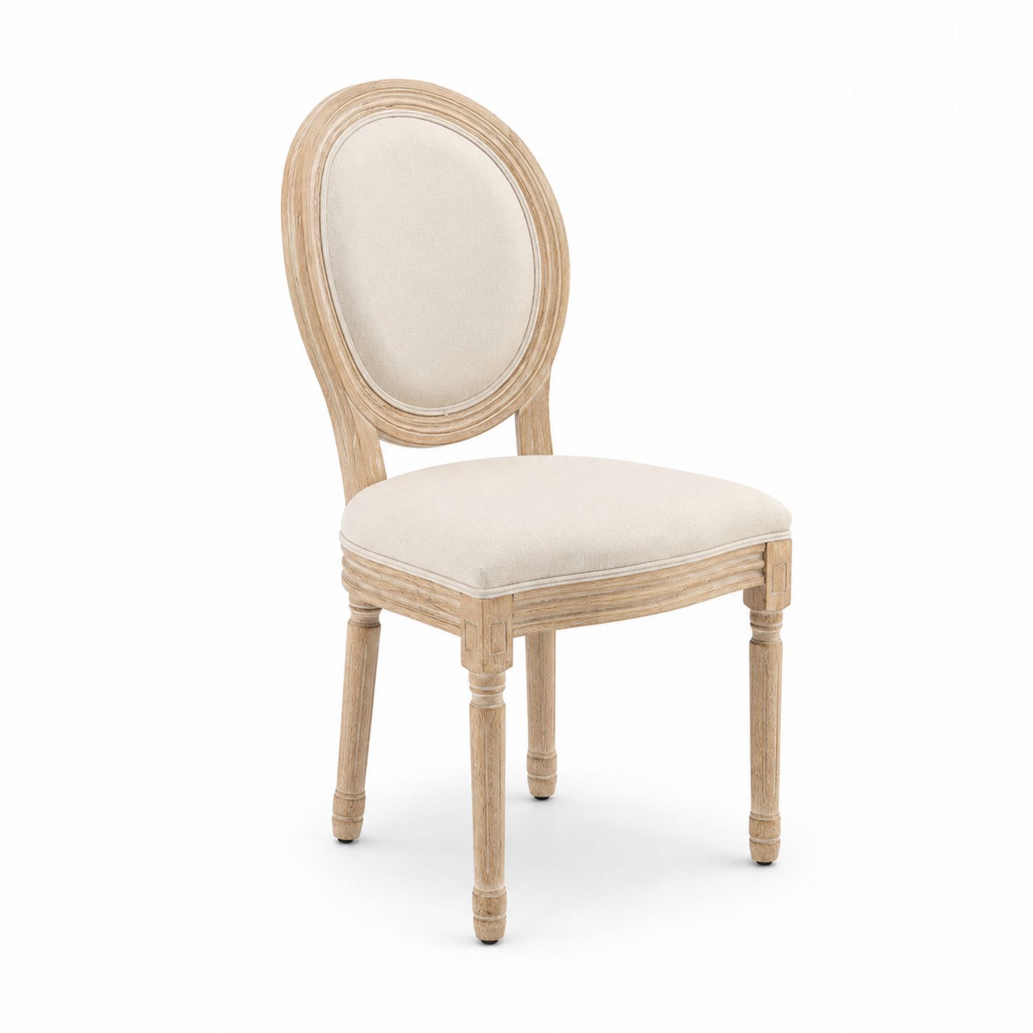Sedia da pranzo in legno di quercia e poliestere beige
