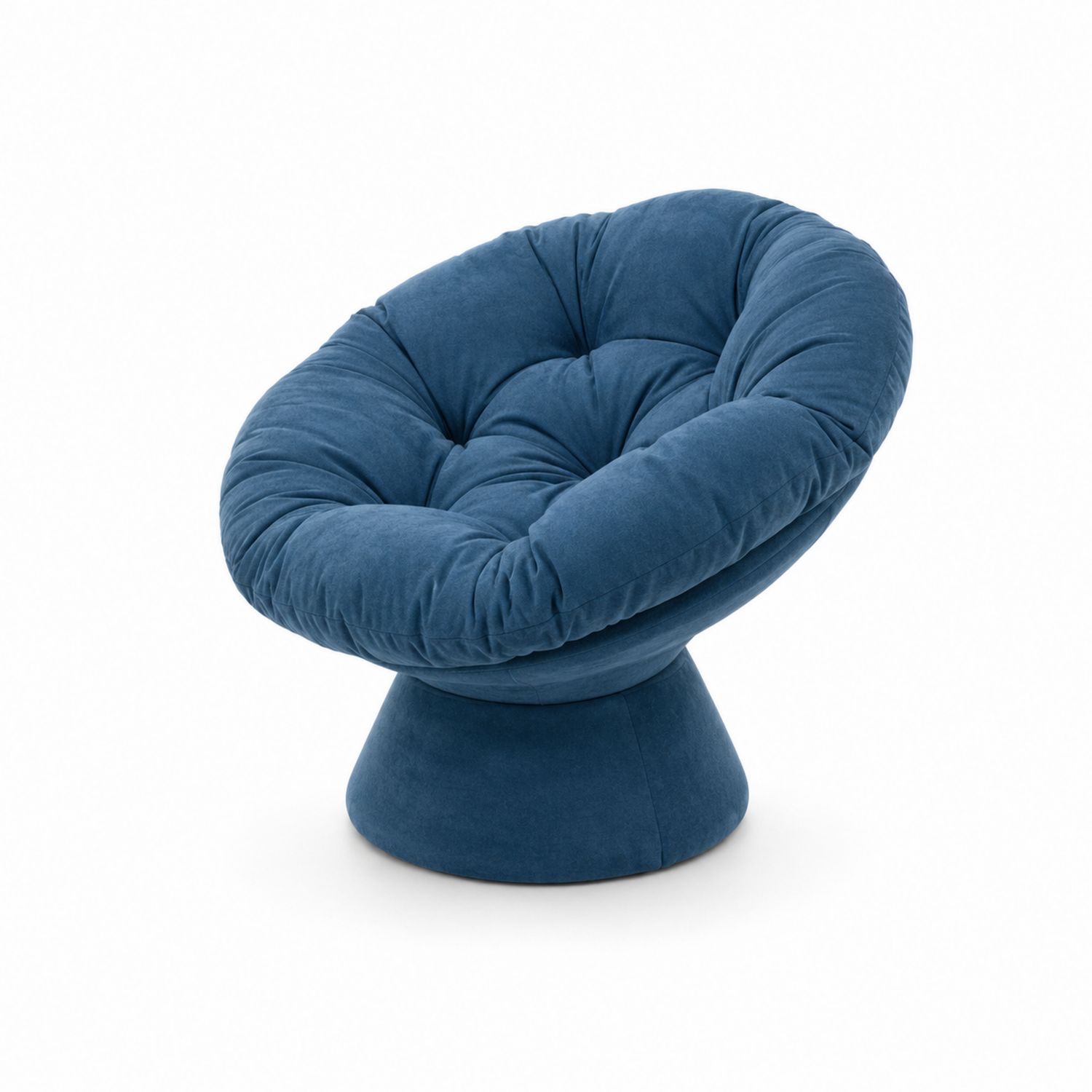 Poltrona Papasan in Velluto Blu Girevole